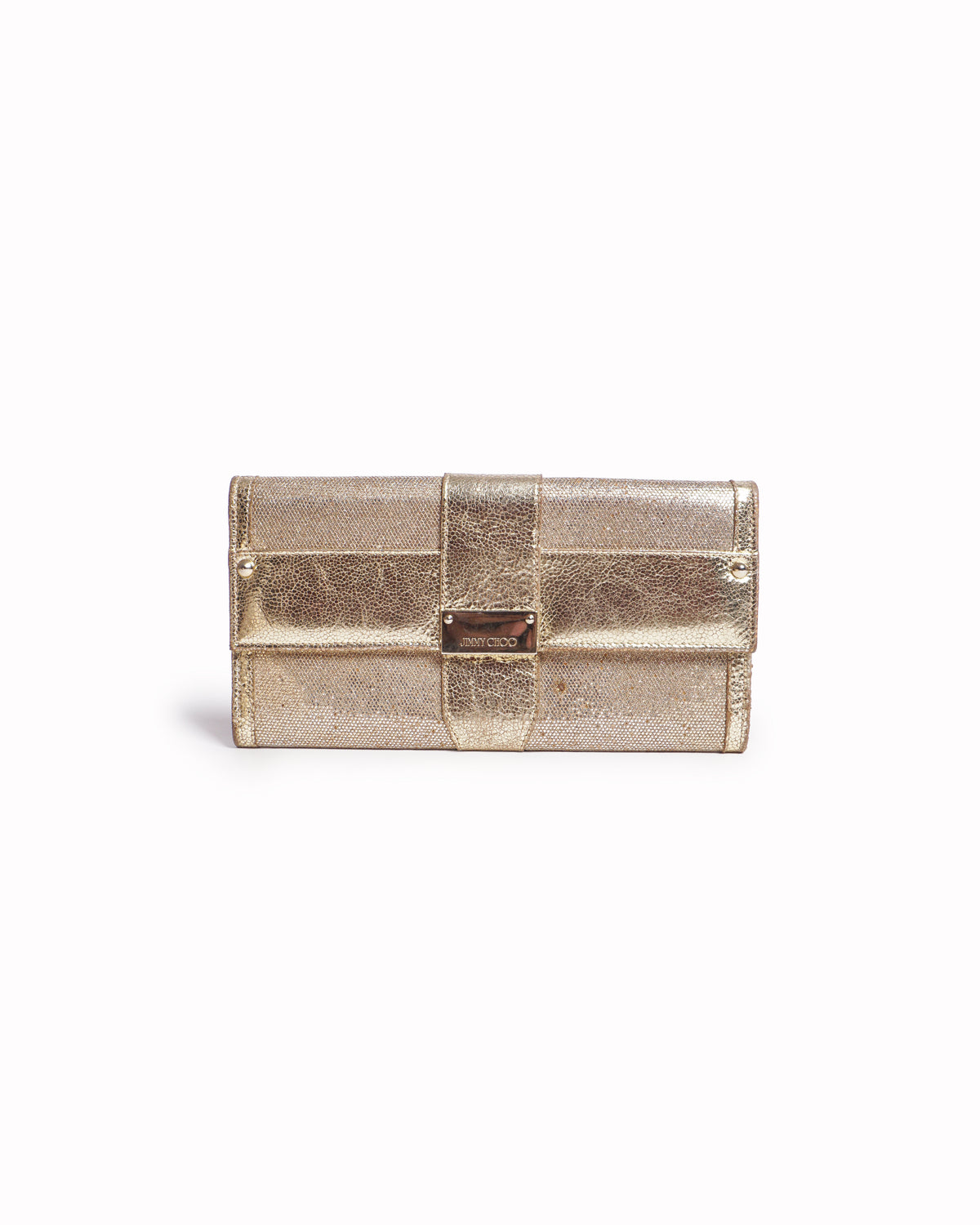 Jimmy Choo Metallic Gold Leather Clutch