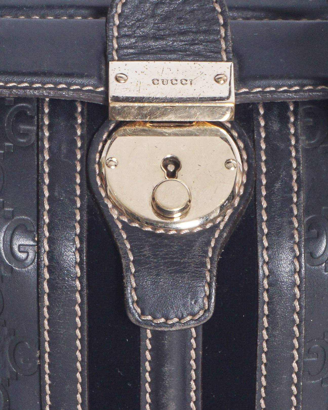 Gucci Black Guccissima Leather Treasure Boston Bag