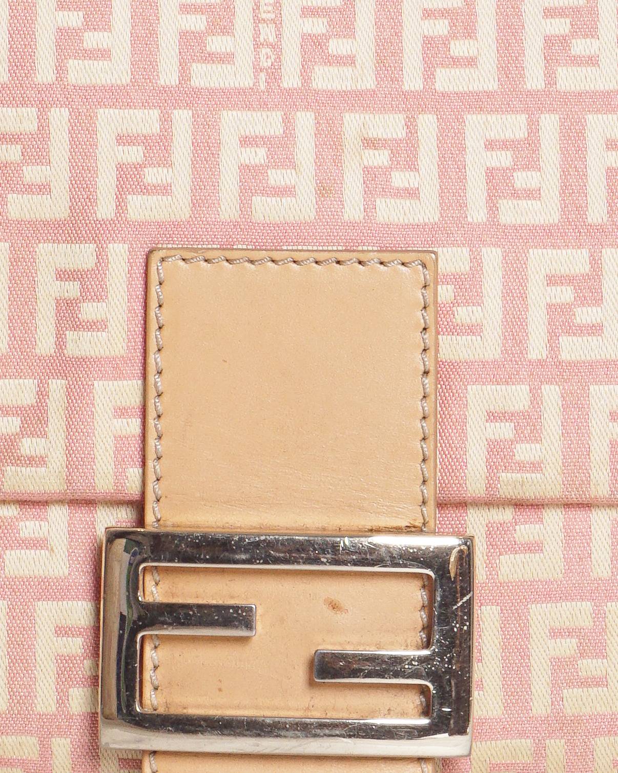Fendi Vintage Pink Zucca Canvas Mama Baguette Bag