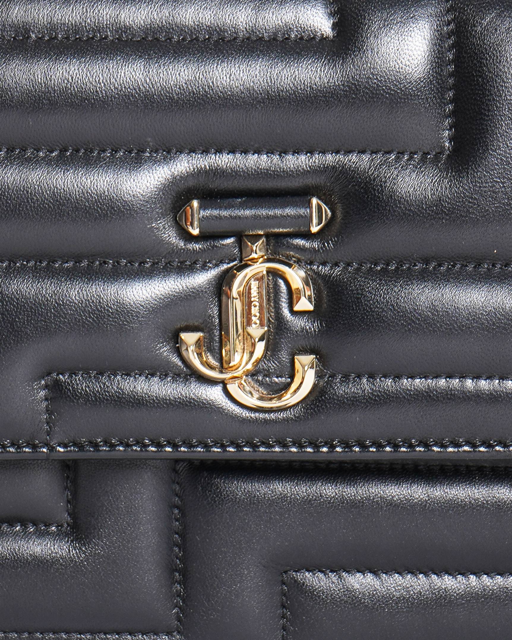 Jimmy choo avenue quad quilted shoulder bag in black