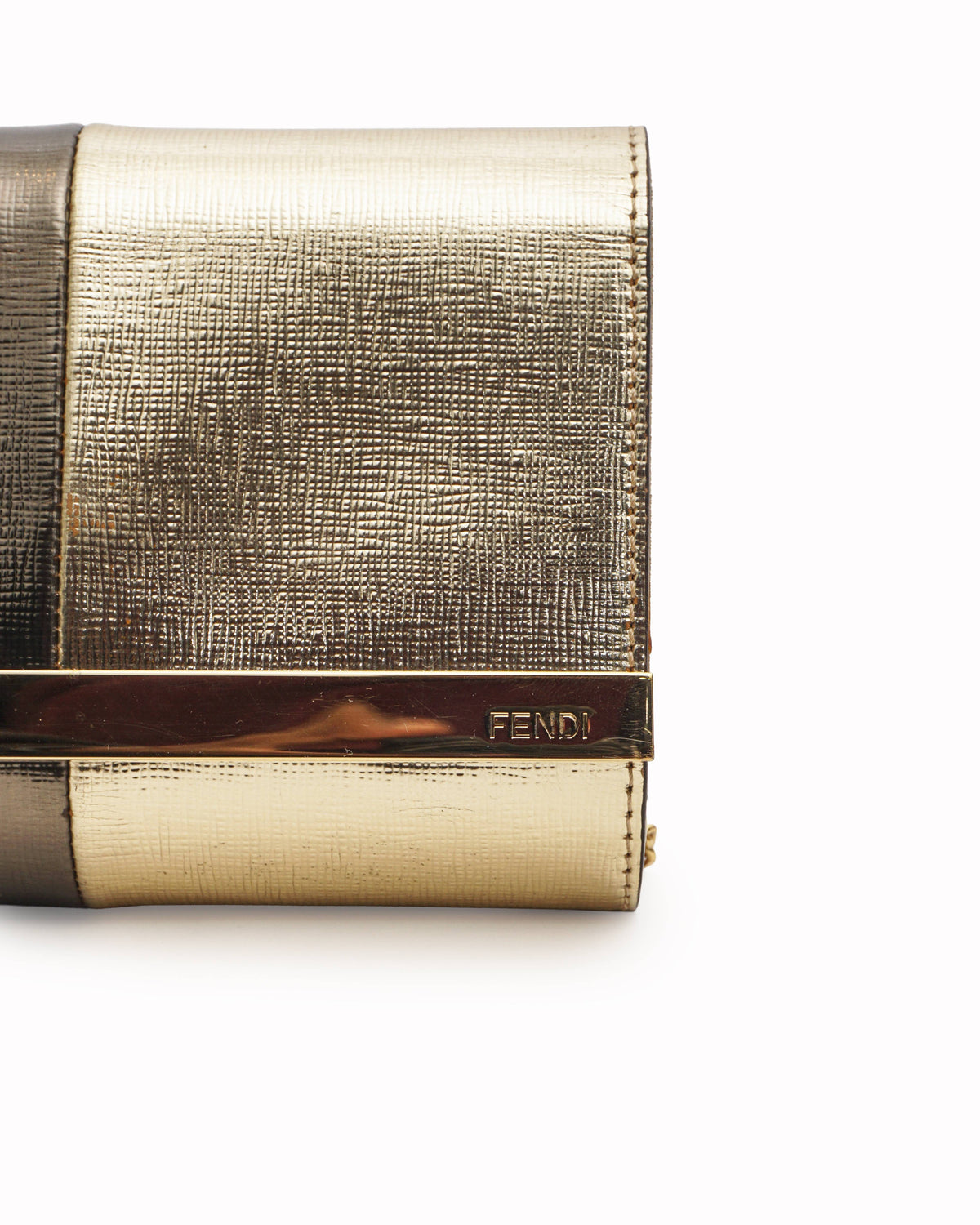 Fendi Bi-Color Metallic Mini Rush Flap Clutch