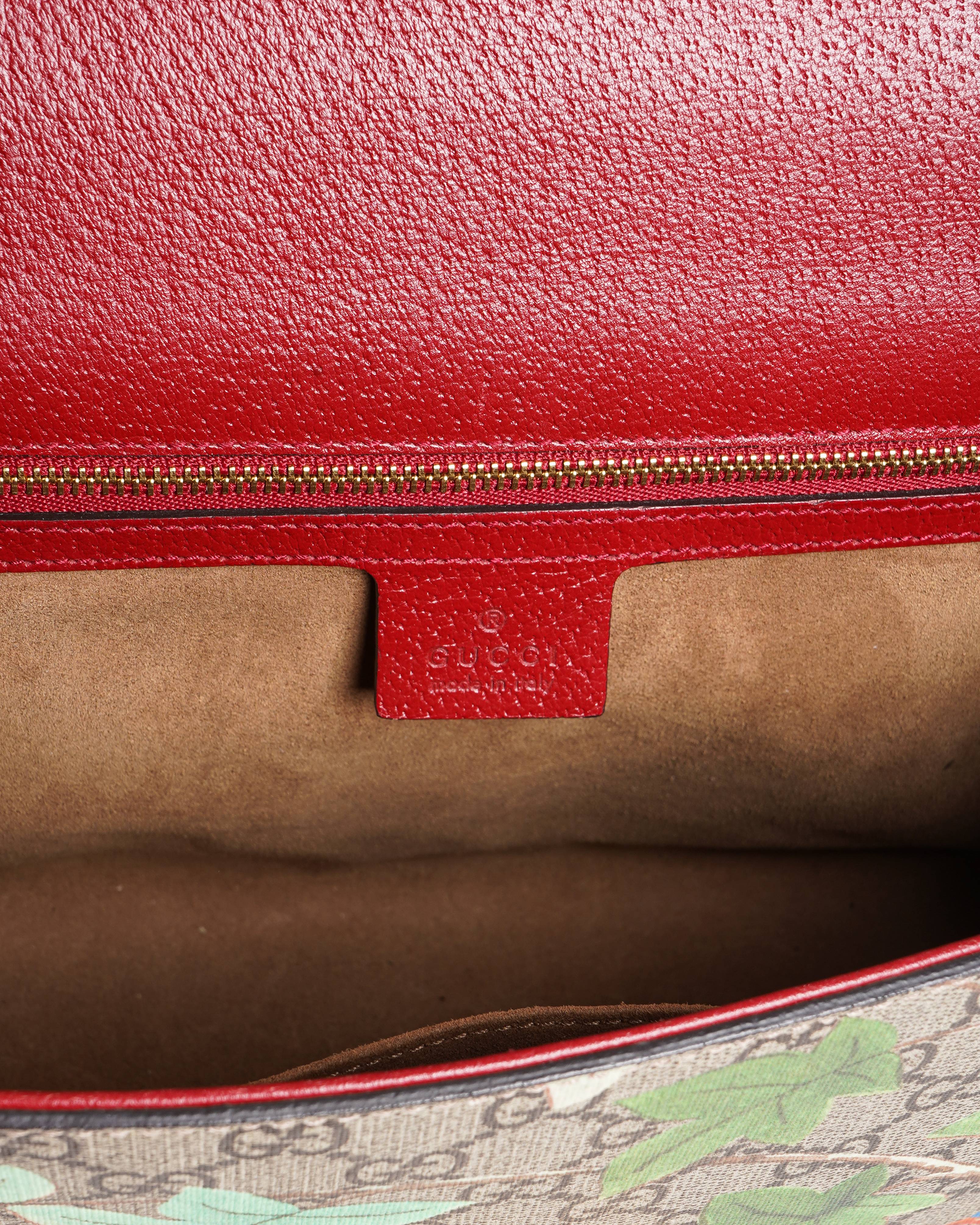 Gucci Beige Multicolor Coated Canvas Tian Padlock Medium Shoulder Bag