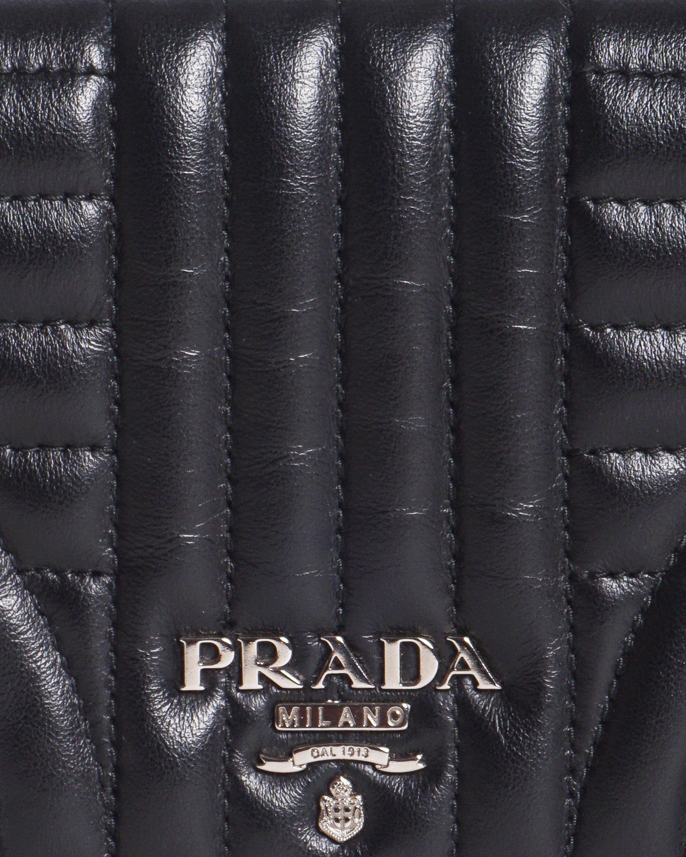 Prada Black Quilted Nappa Leather Diagramme Wallet On Chain