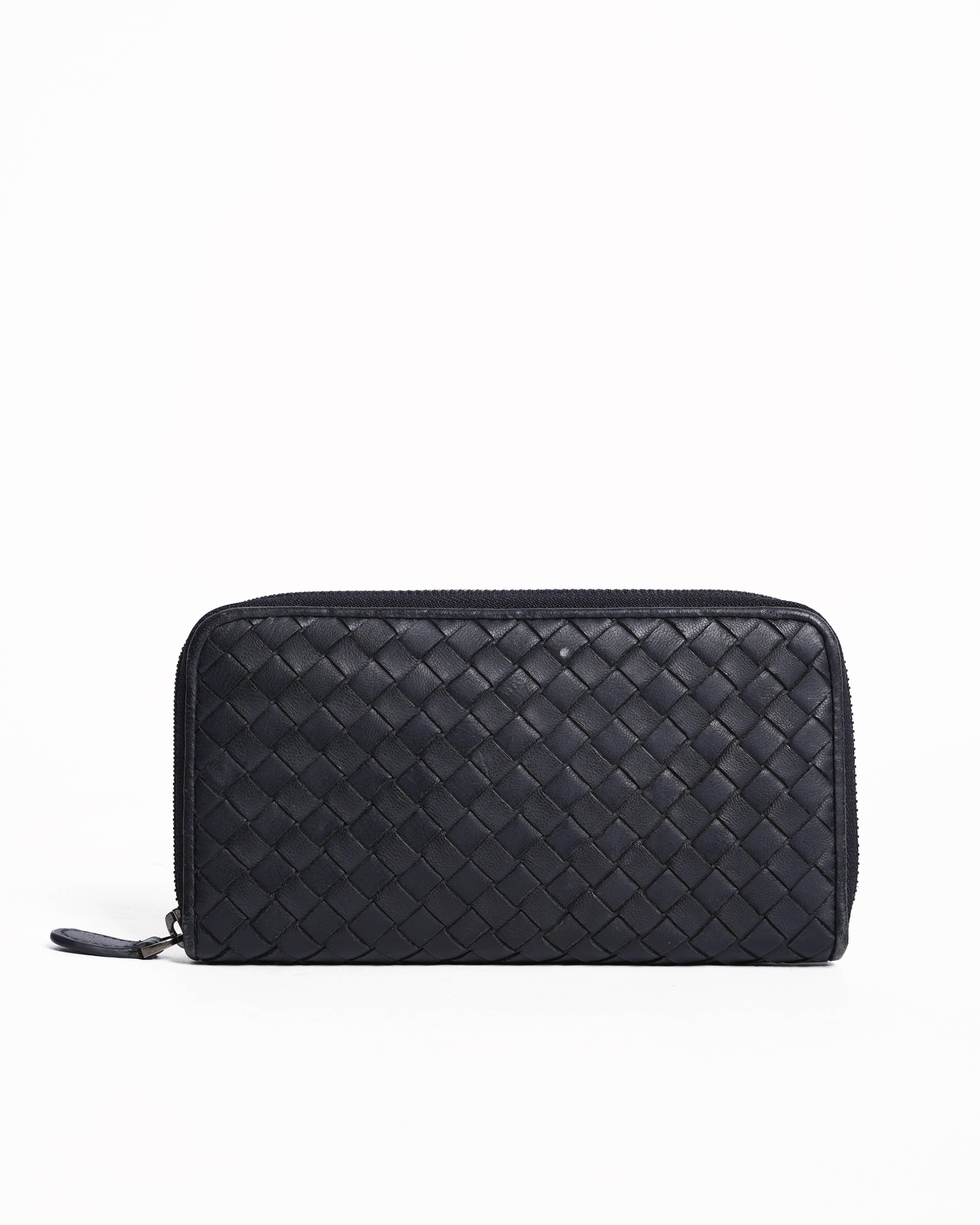 Bottega Veneta
Black Intrecciato Leather Zip Around Wallet