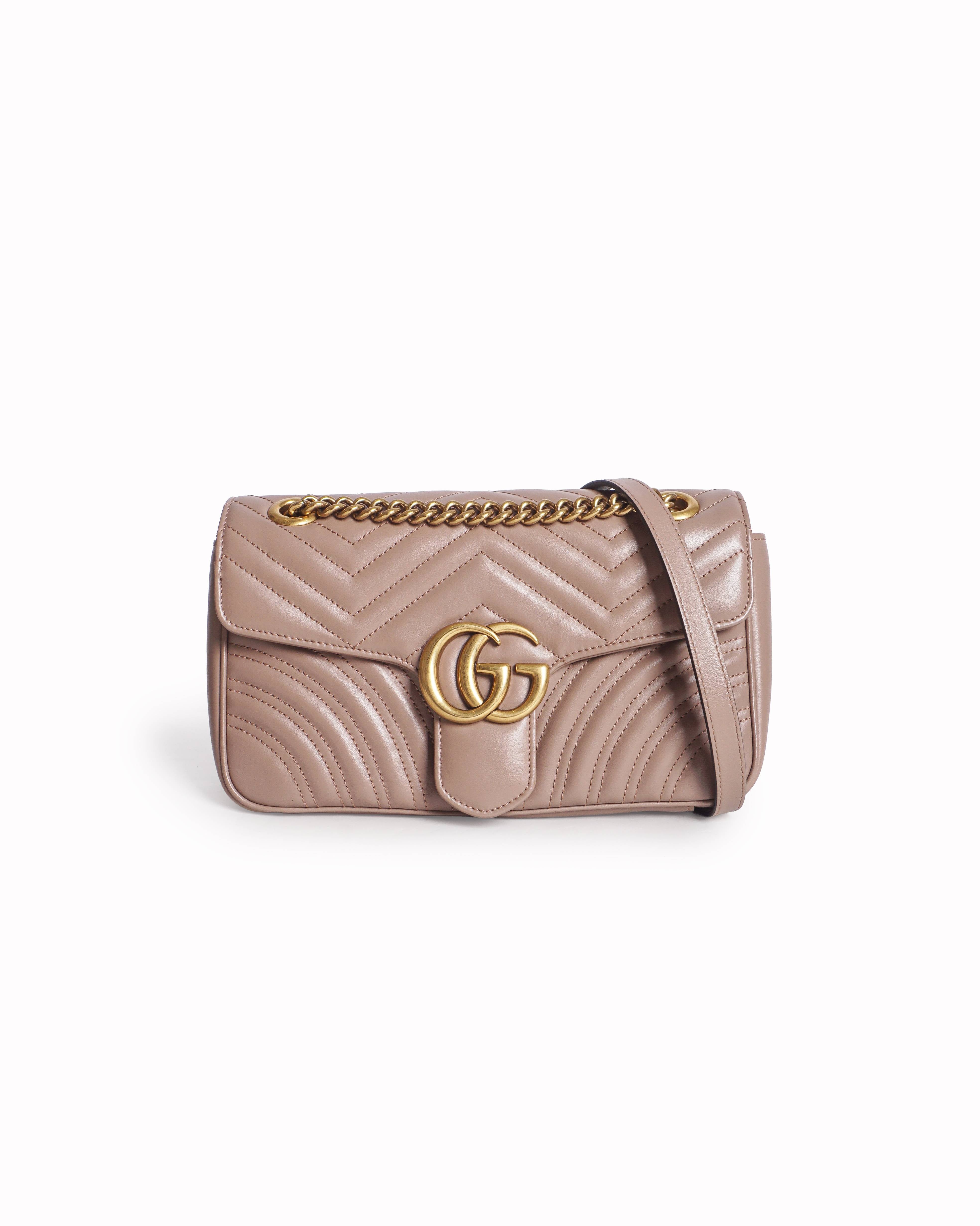 Gucci Mauve Pink Matelassé Leather GG Marmont Medium Shoulder Bag