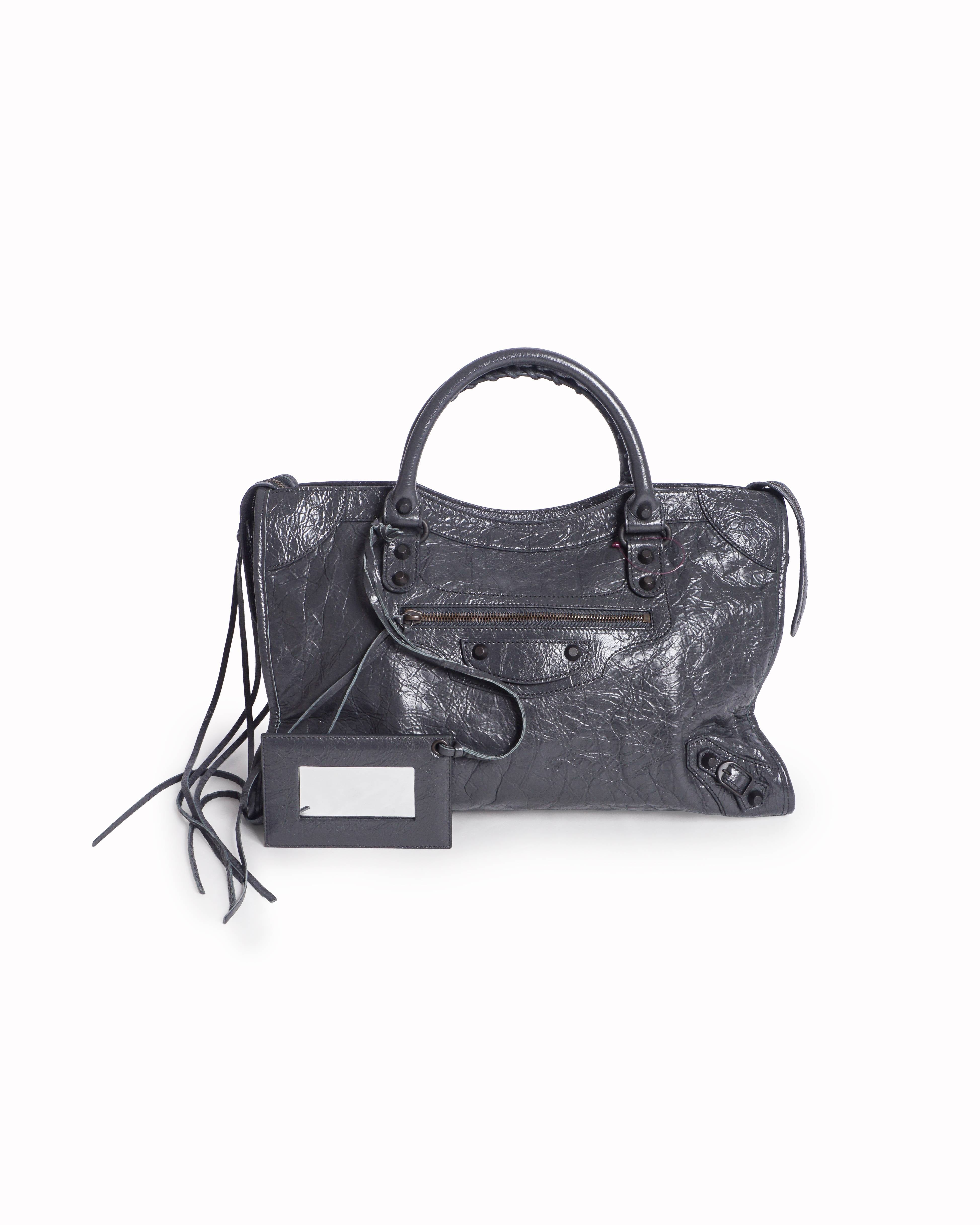 Balenciaga Gris Tarmac Lambskin Leather City Bag