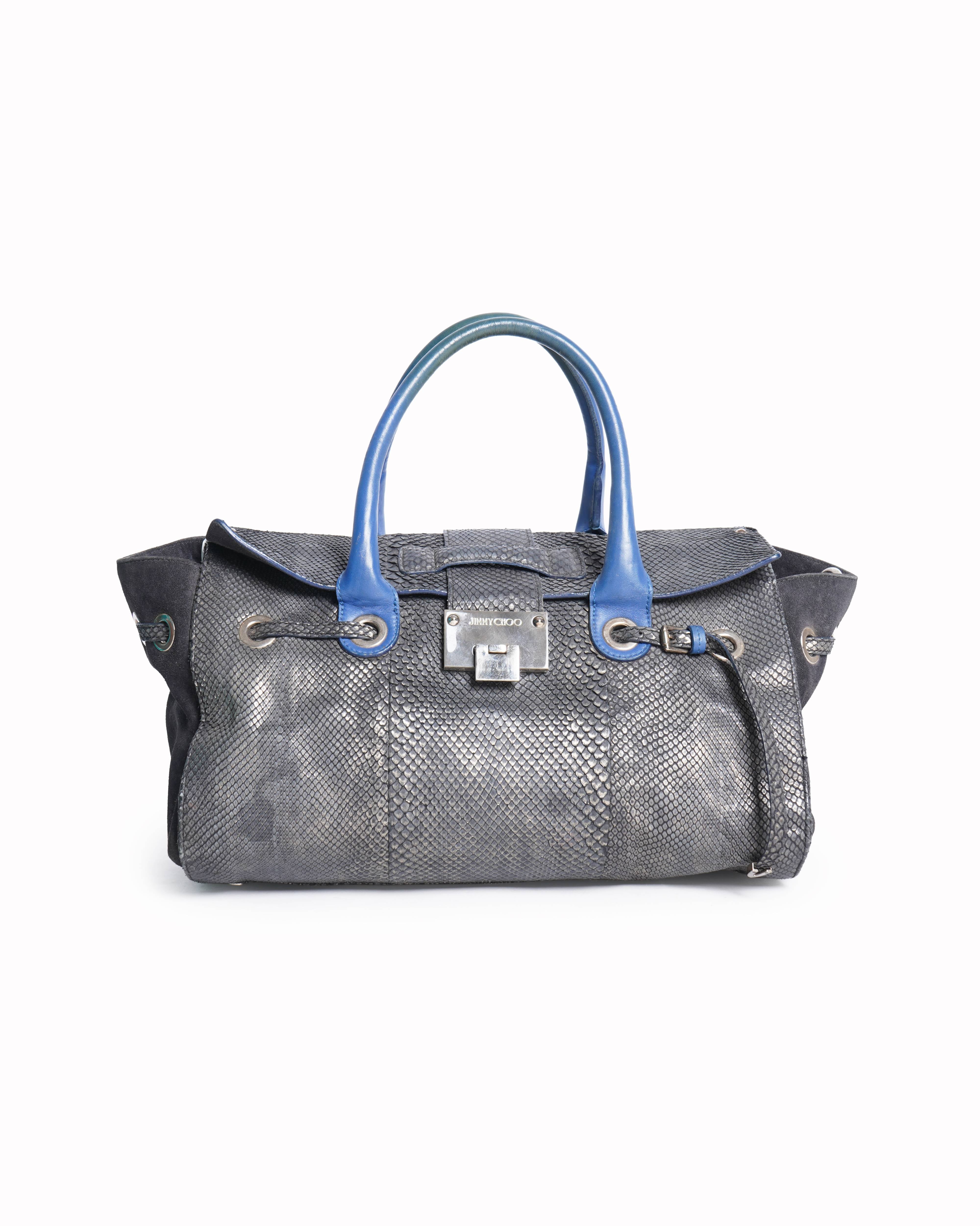 Jimmy Choo Embossed Leather Rosalie Bag In Ink Blue
