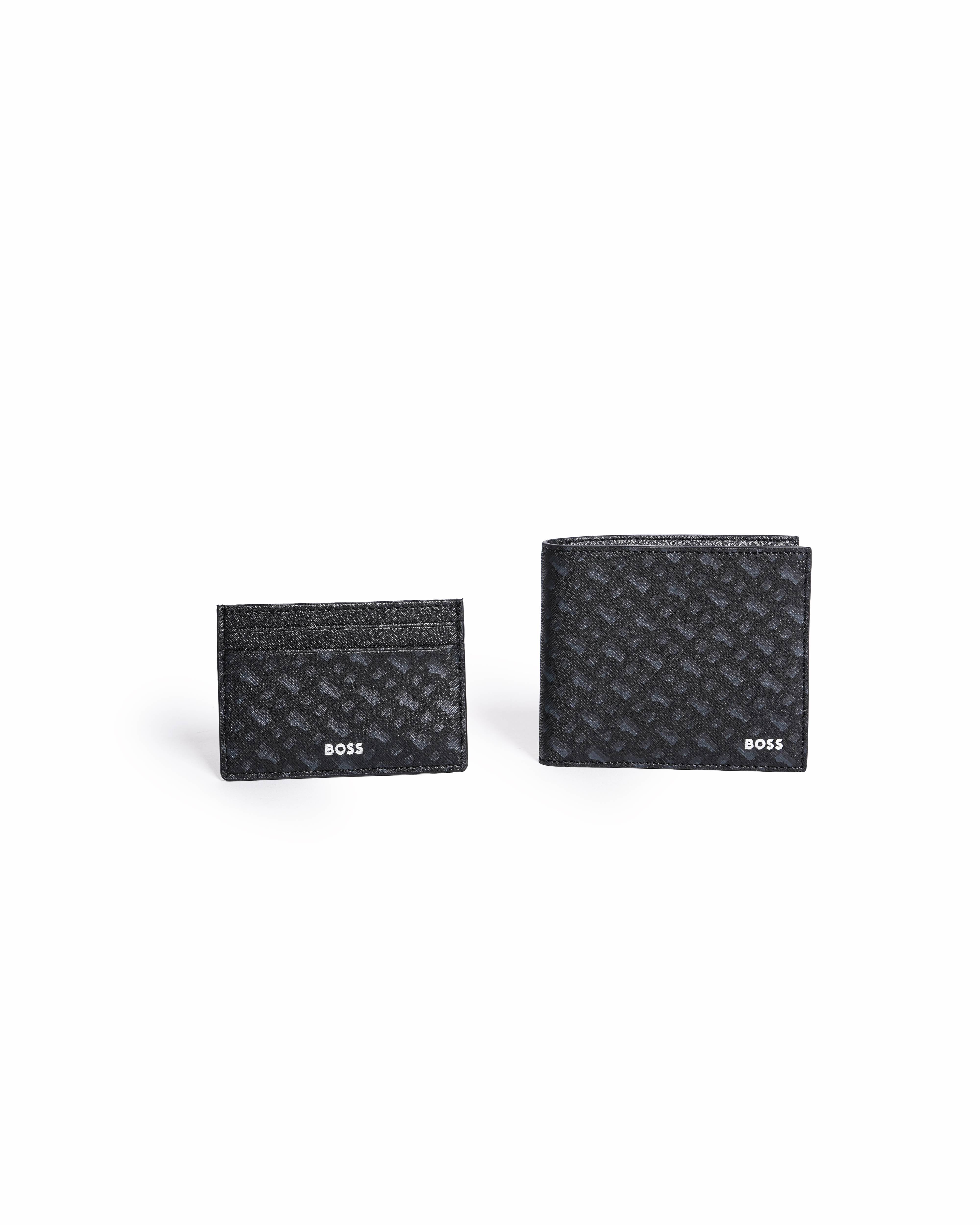 Boss Black Zair Signature Logo Wallet & Card Holder Set