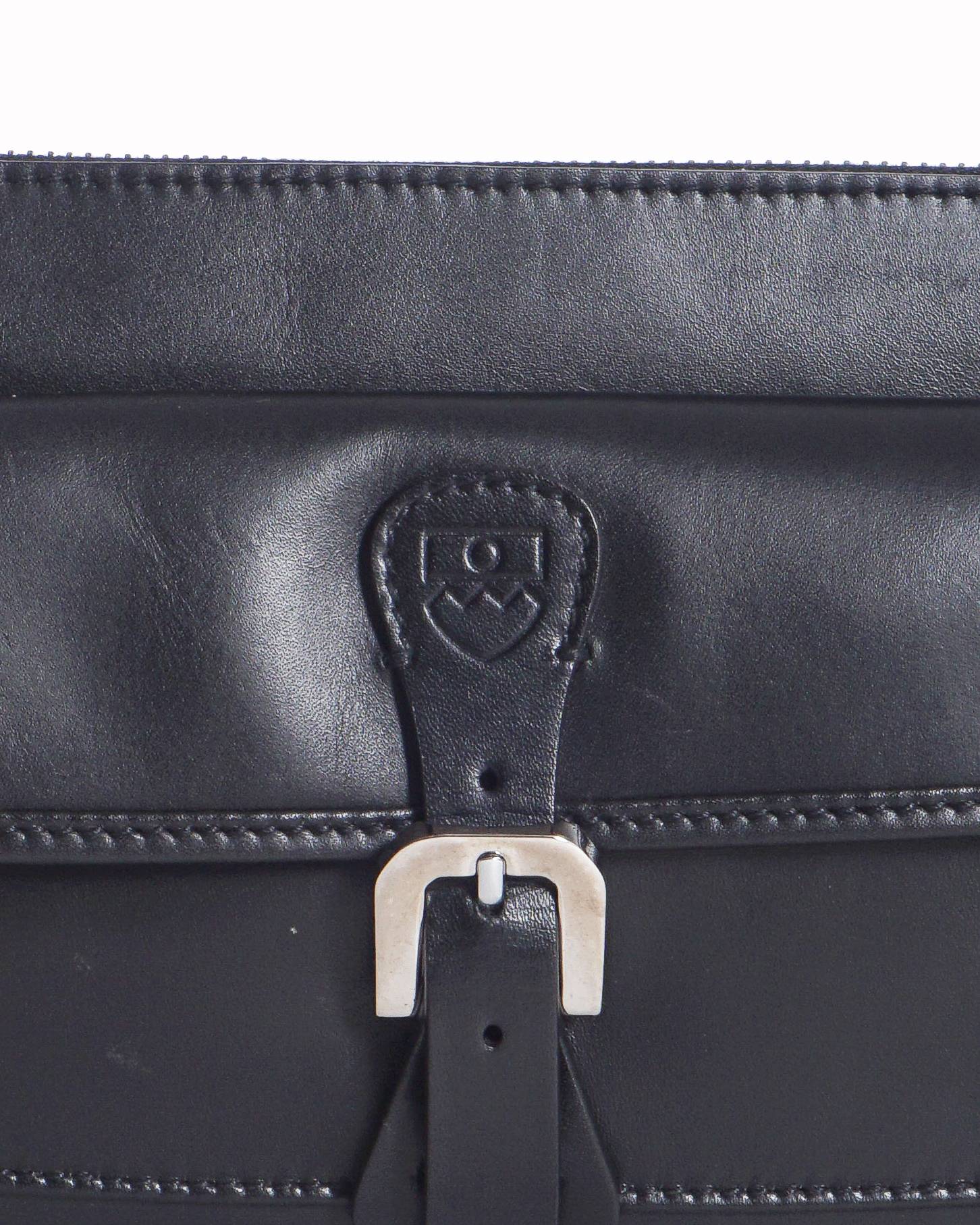 Bally Black Leather Buckle Flap Shoulder Bag
