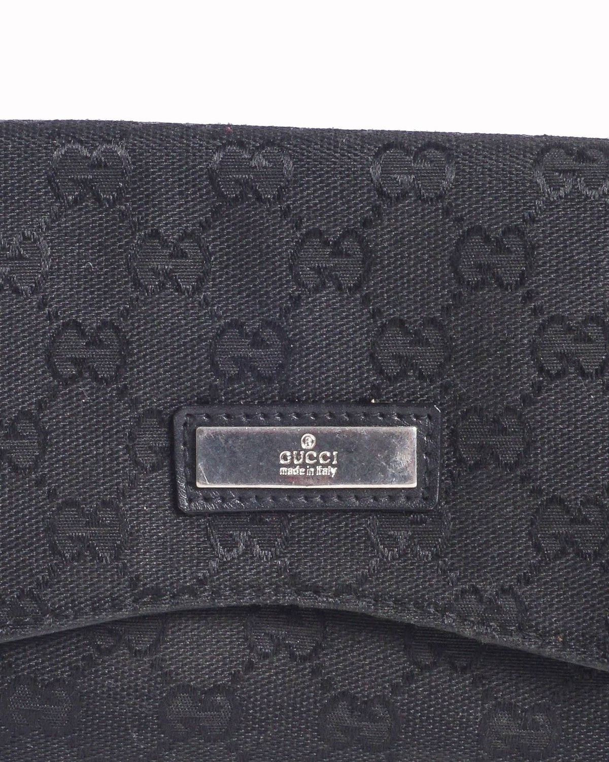 Gucci Vintage Black GG Canvas Flap Shoulder Bag