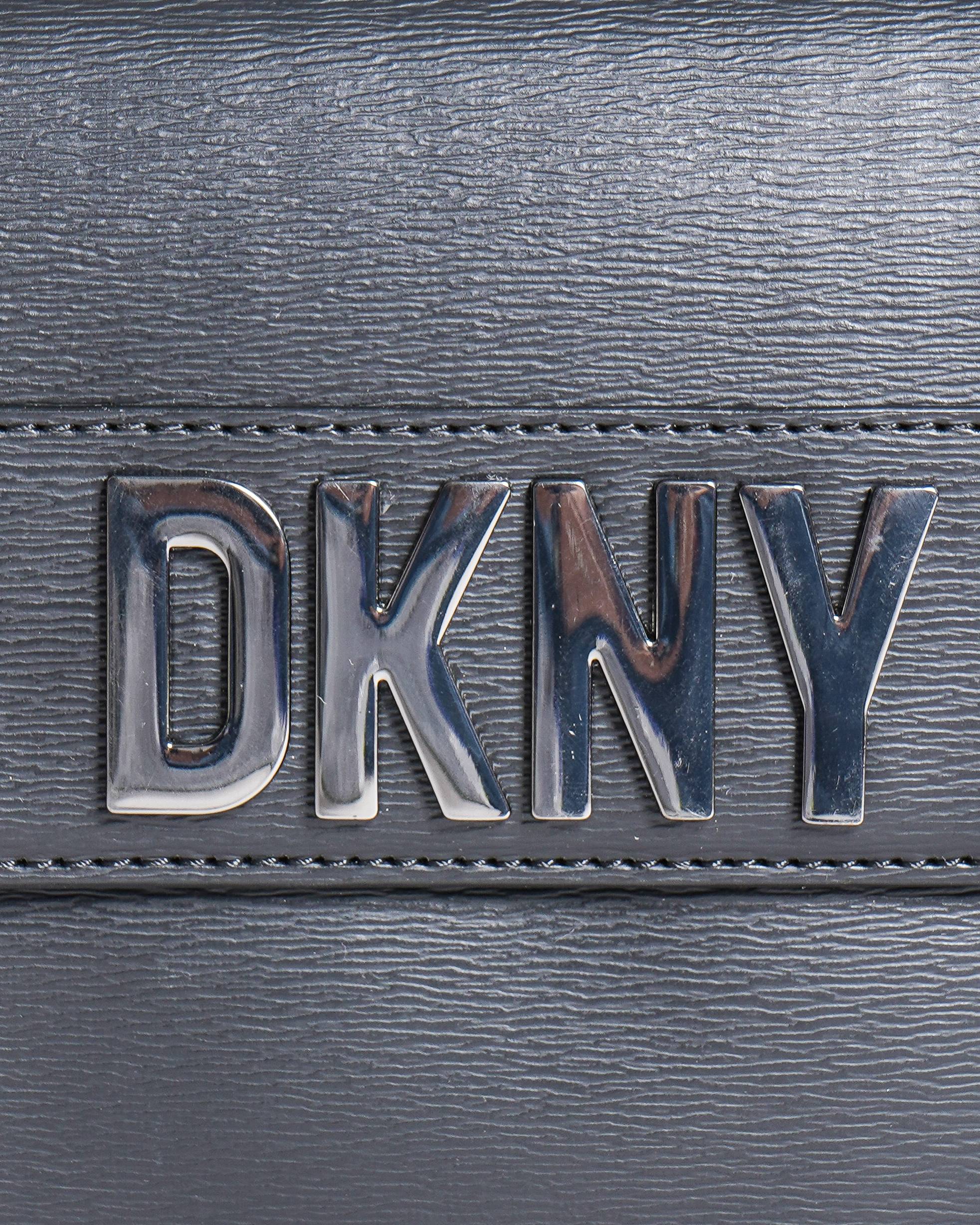 DKNY black textured leather crossbody bag