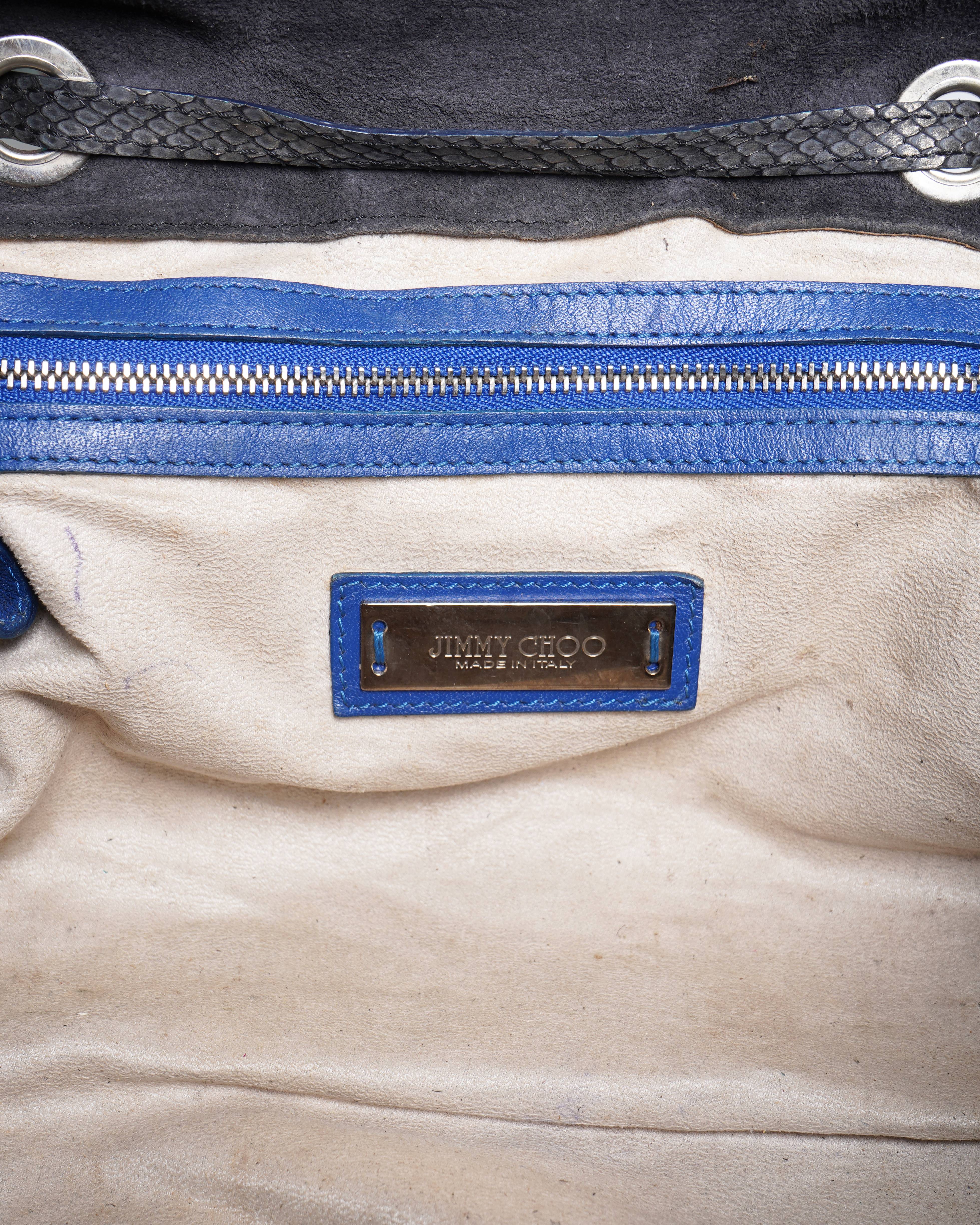 Jimmy Choo Embossed Leather Rosalie Bag In Ink Blue