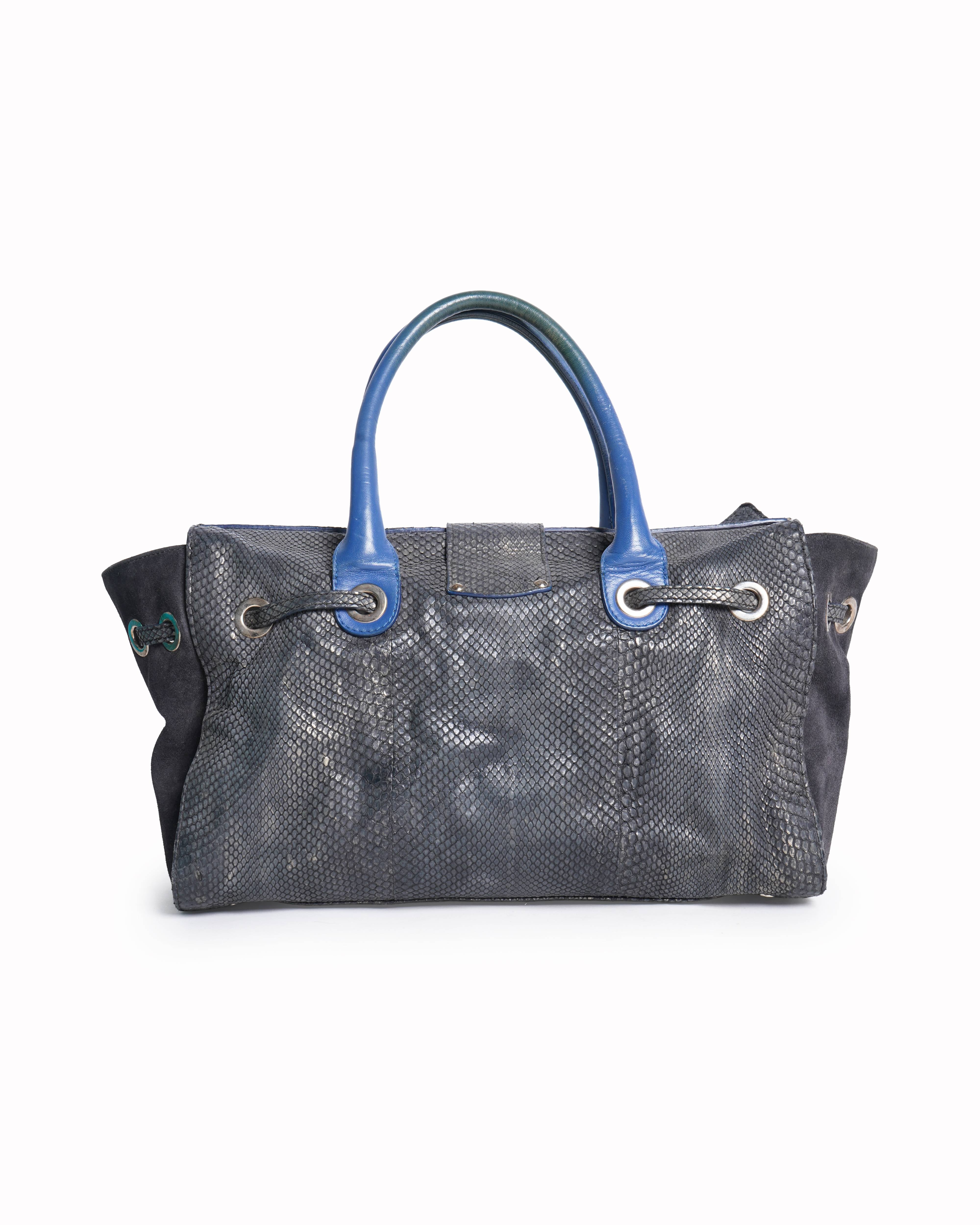 Jimmy Choo Embossed Leather Rosalie Bag In Ink Blue
