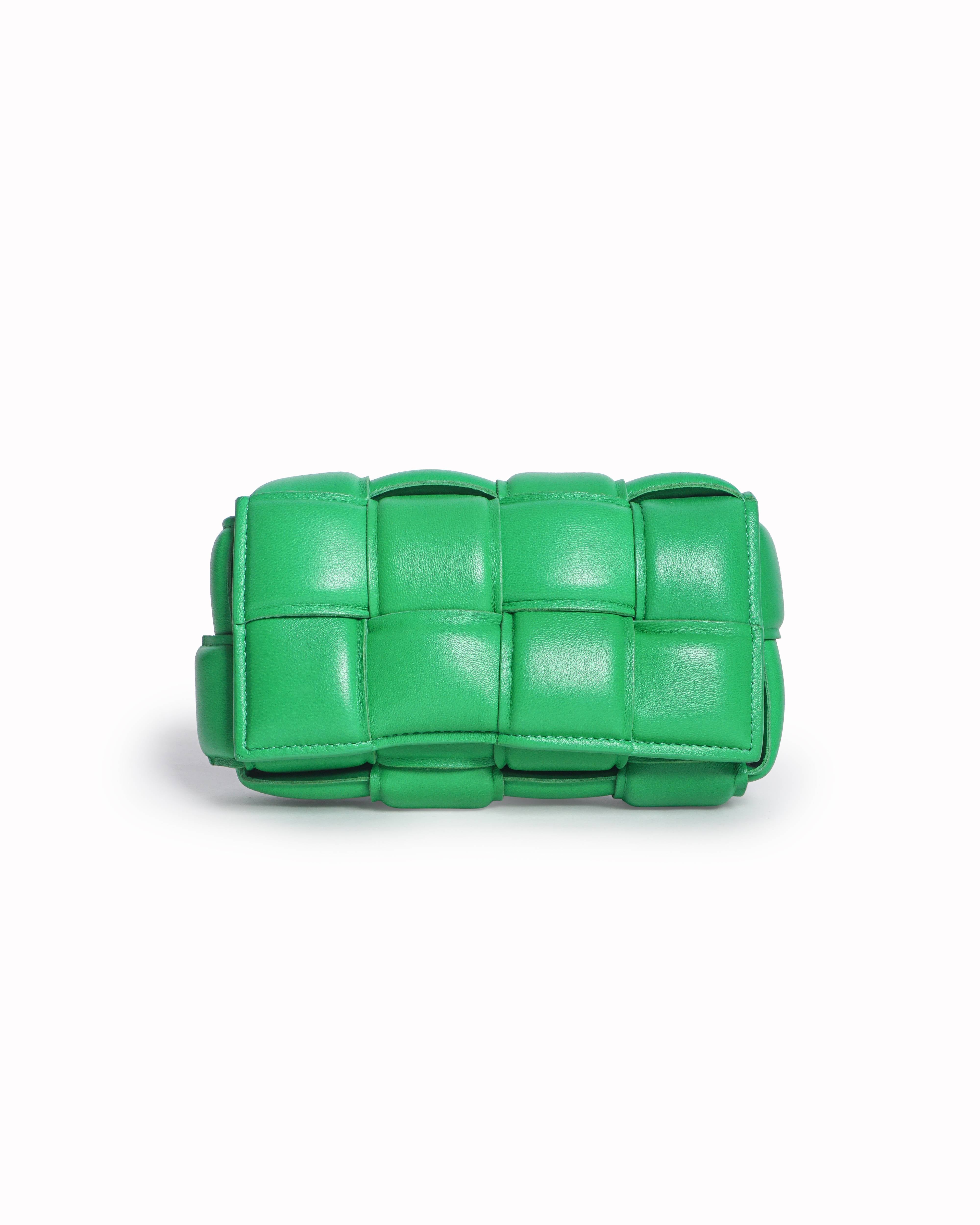 Bottega Veneta Parakeet Green Leather Padded Cassette Mini Bag