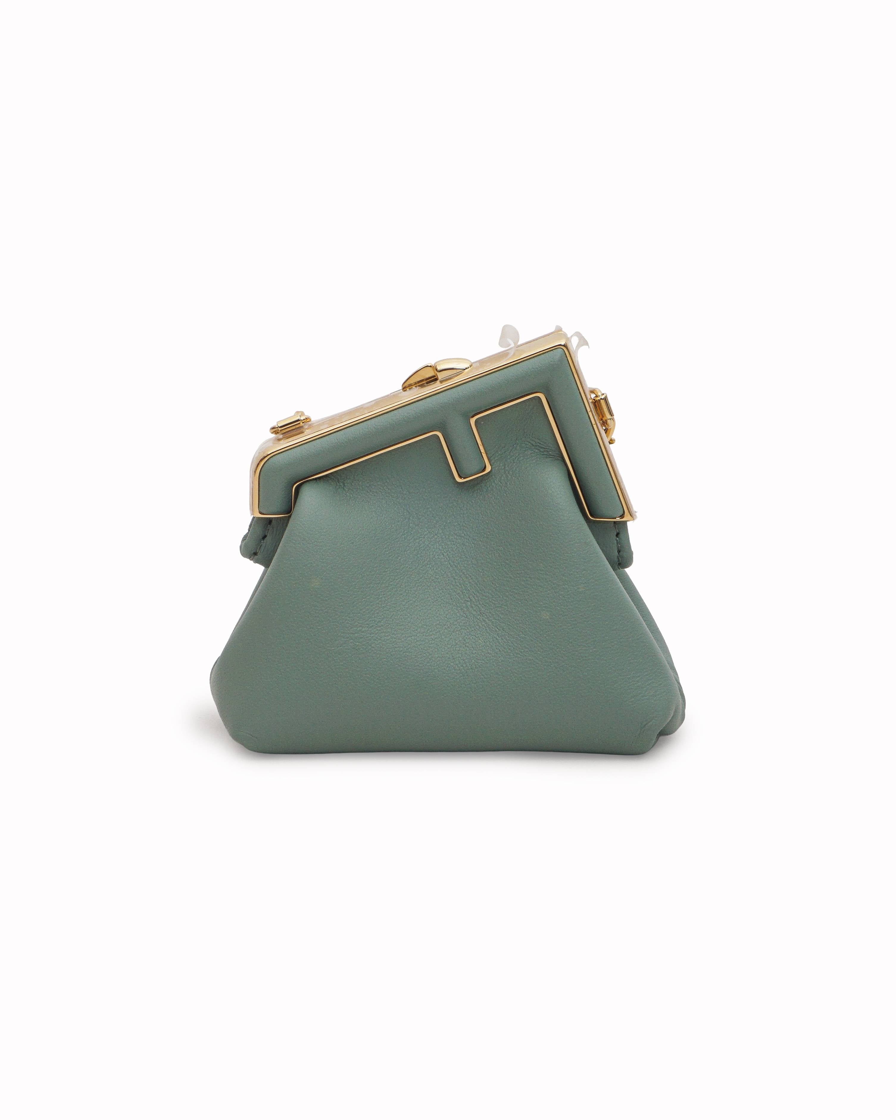 Fendi First Sage Green Leather Nano Charm Bag