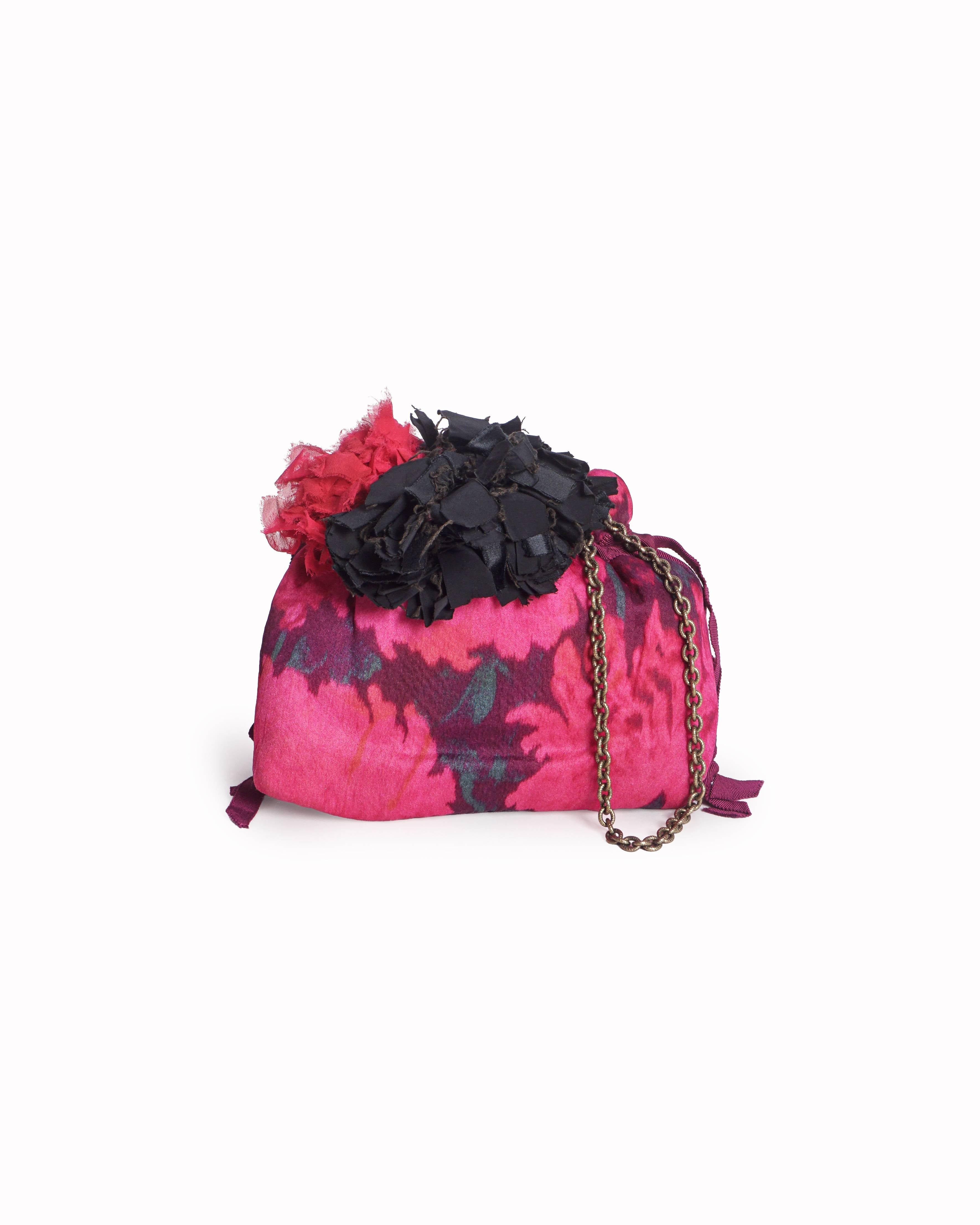 Lanvin Fuchsia Tie-Dye Floral Fabric Evening Crossbody Bag