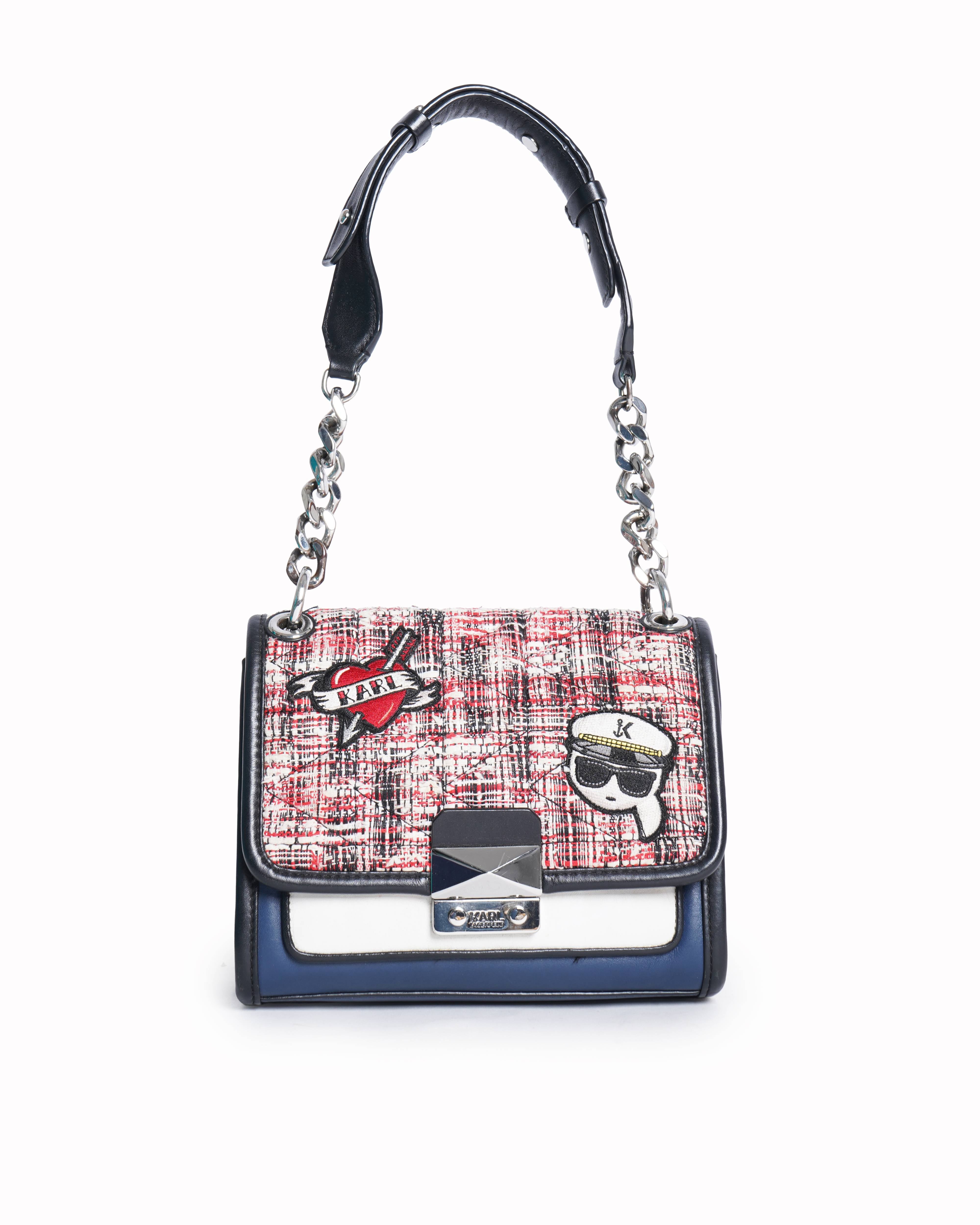 Karl Lagerfeld Tweed and Leather Crossbody Bag