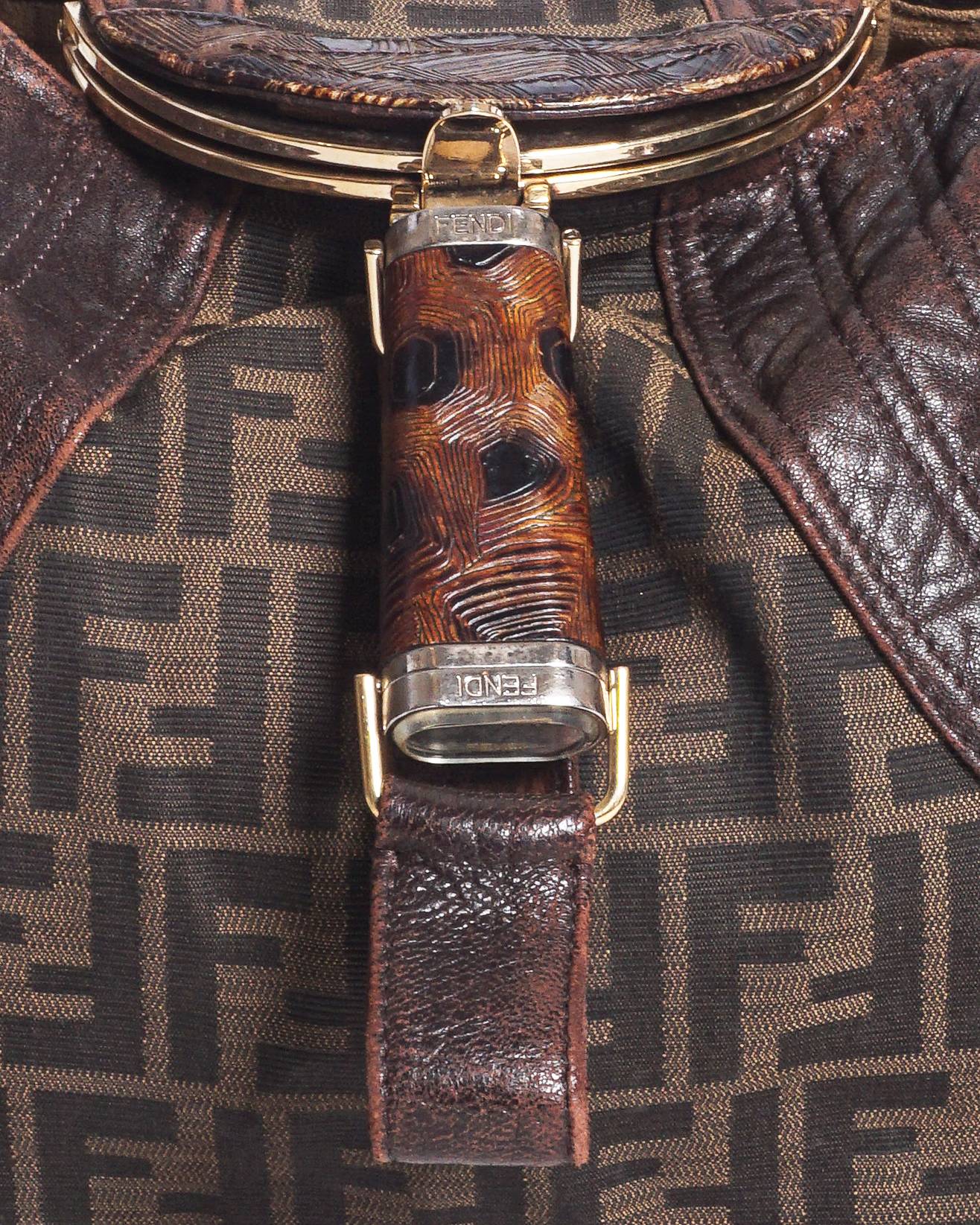 Fendi Zucca Canvas and Leather Spy Bag