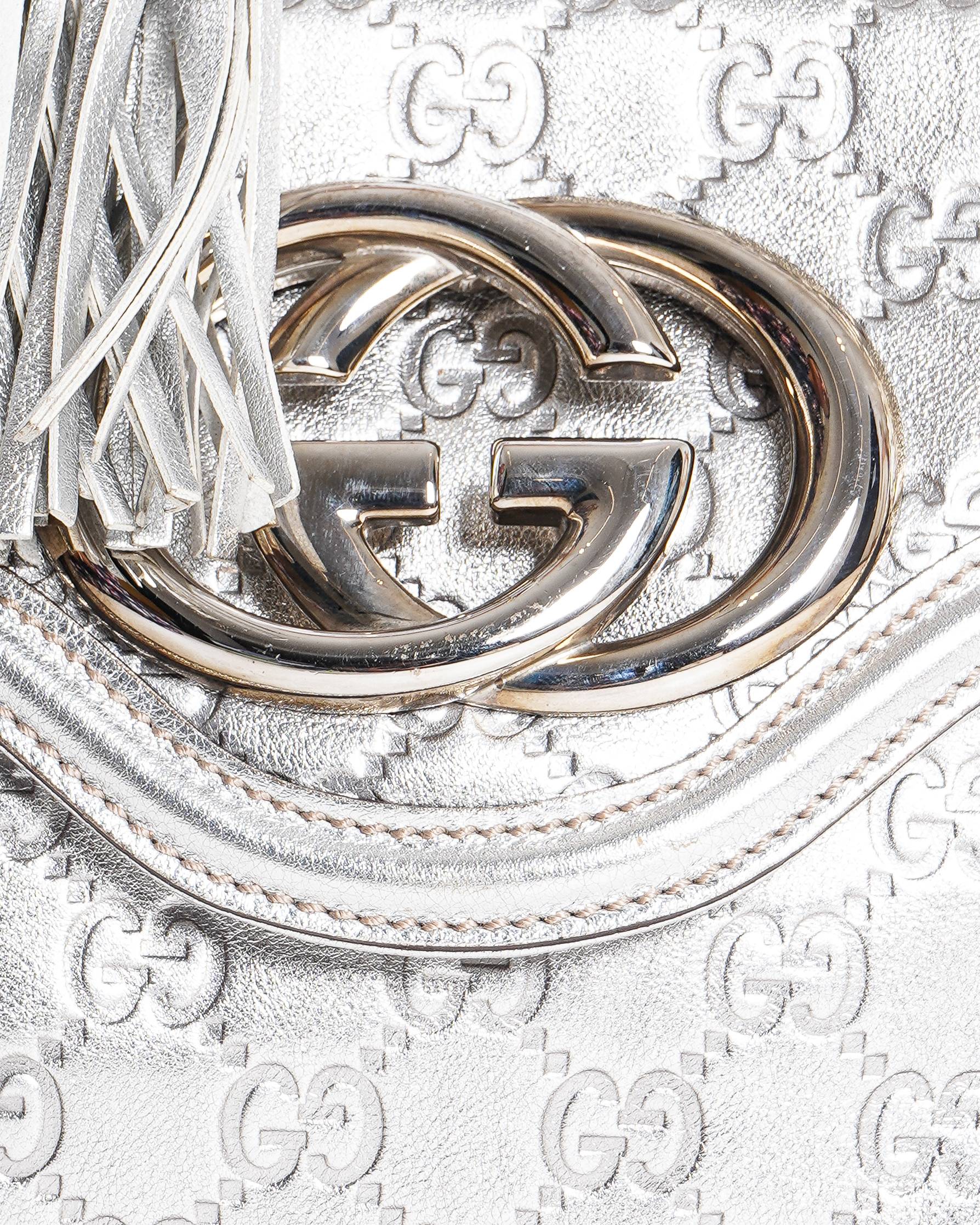 Gucci Metallic Silver Guccissima Britt Shoulder Bag
