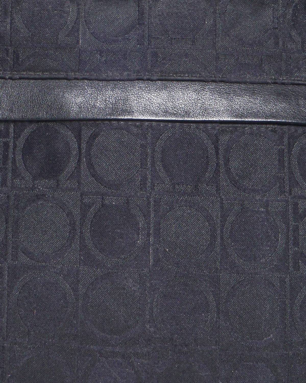 Ferragamo Black Gancini Jacquard Canvas Tote Bag