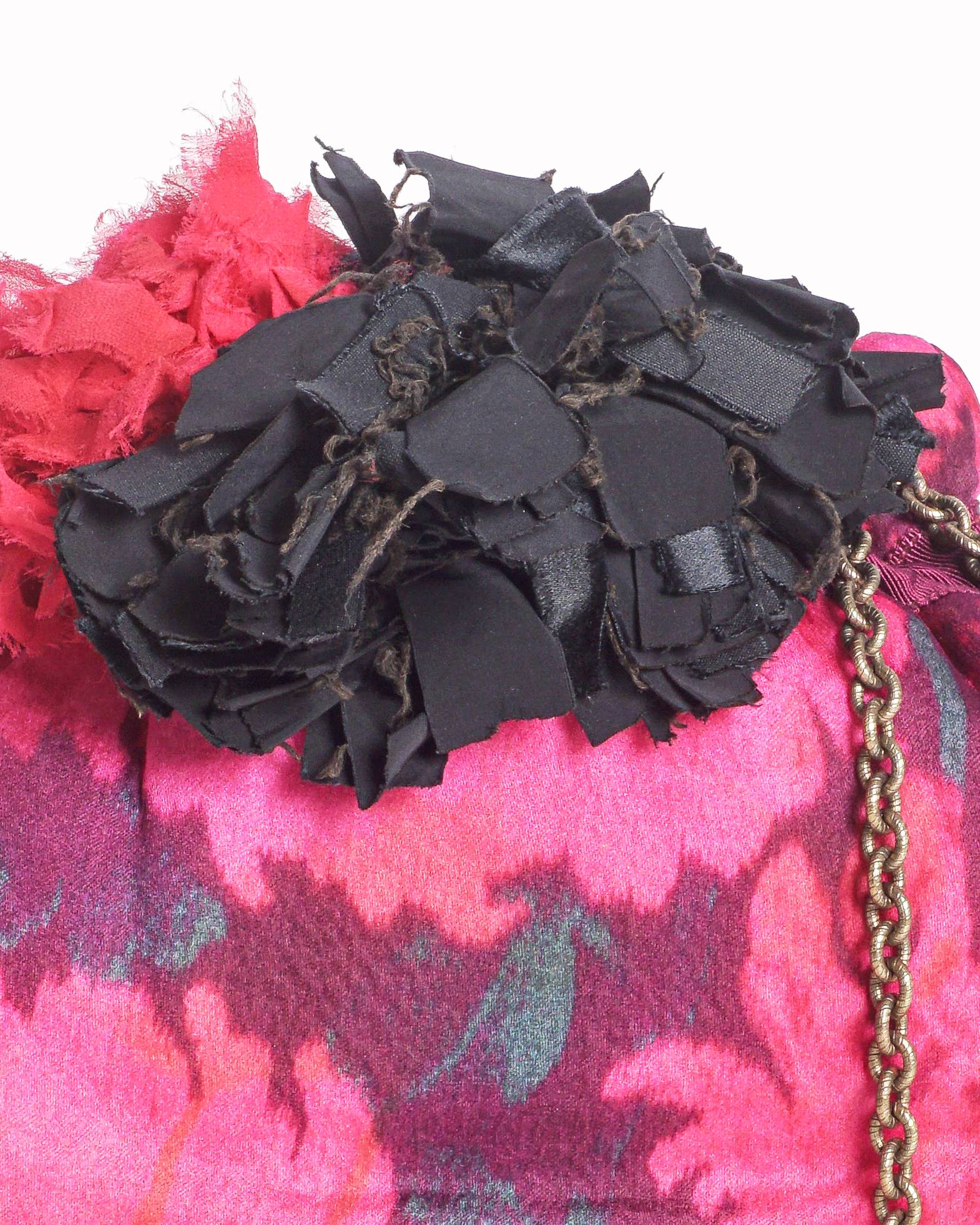 Lanvin Fuchsia Tie-Dye Floral Fabric Evening Crossbody Bag