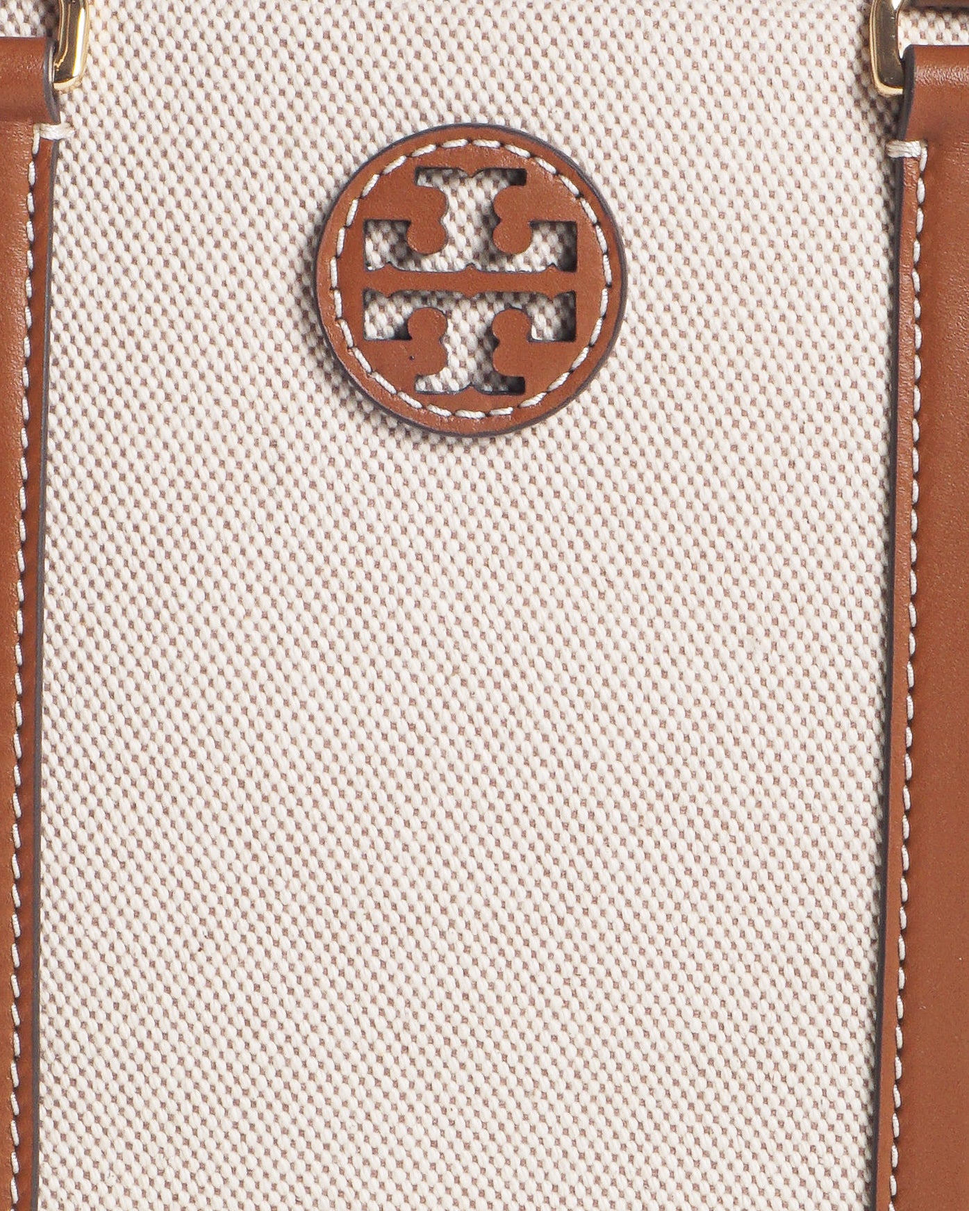 Tory Burch Natural Canvas & Cognac Leather Ella Tote Bag