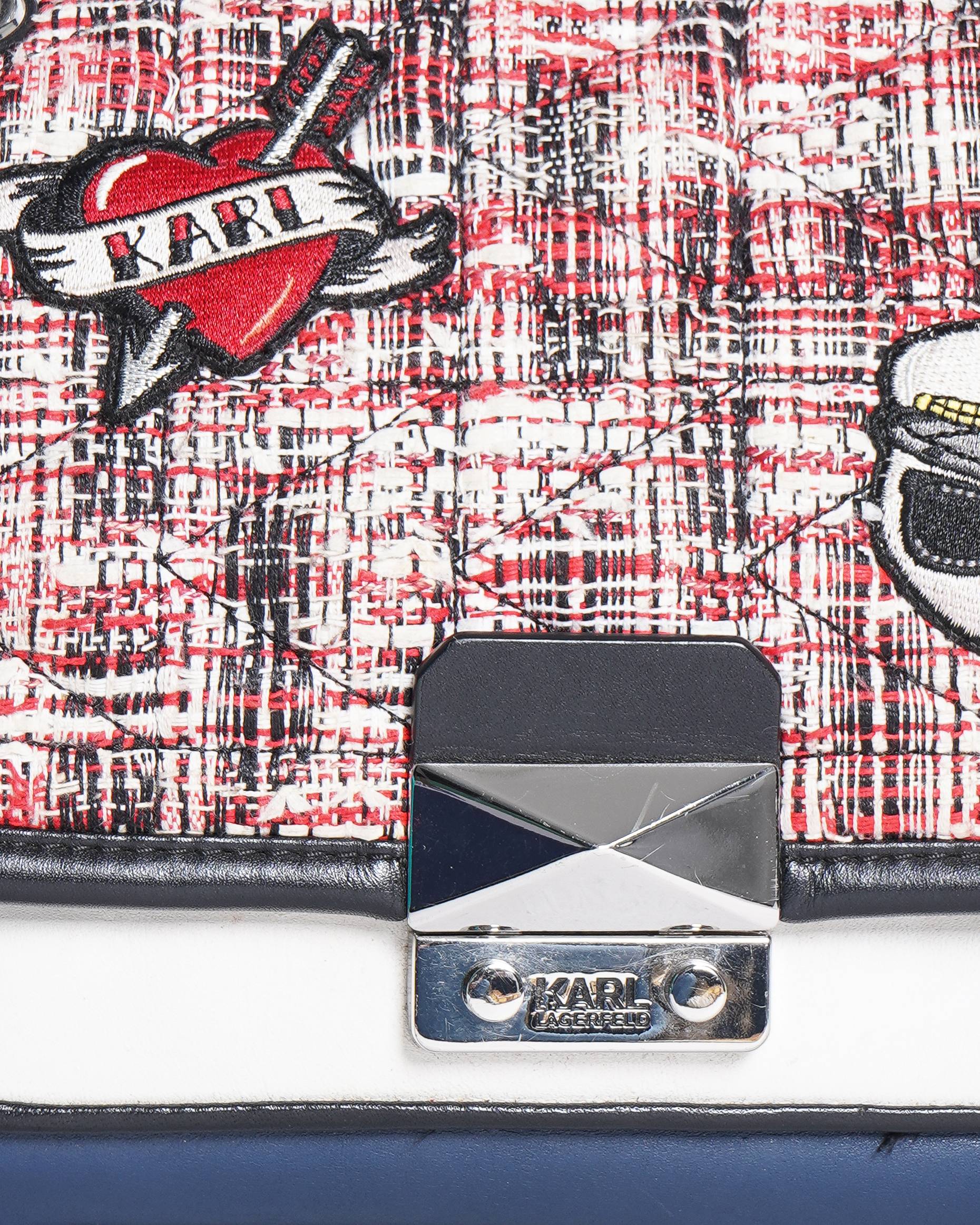 Karl Lagerfeld Tweed and Leather Crossbody Bag