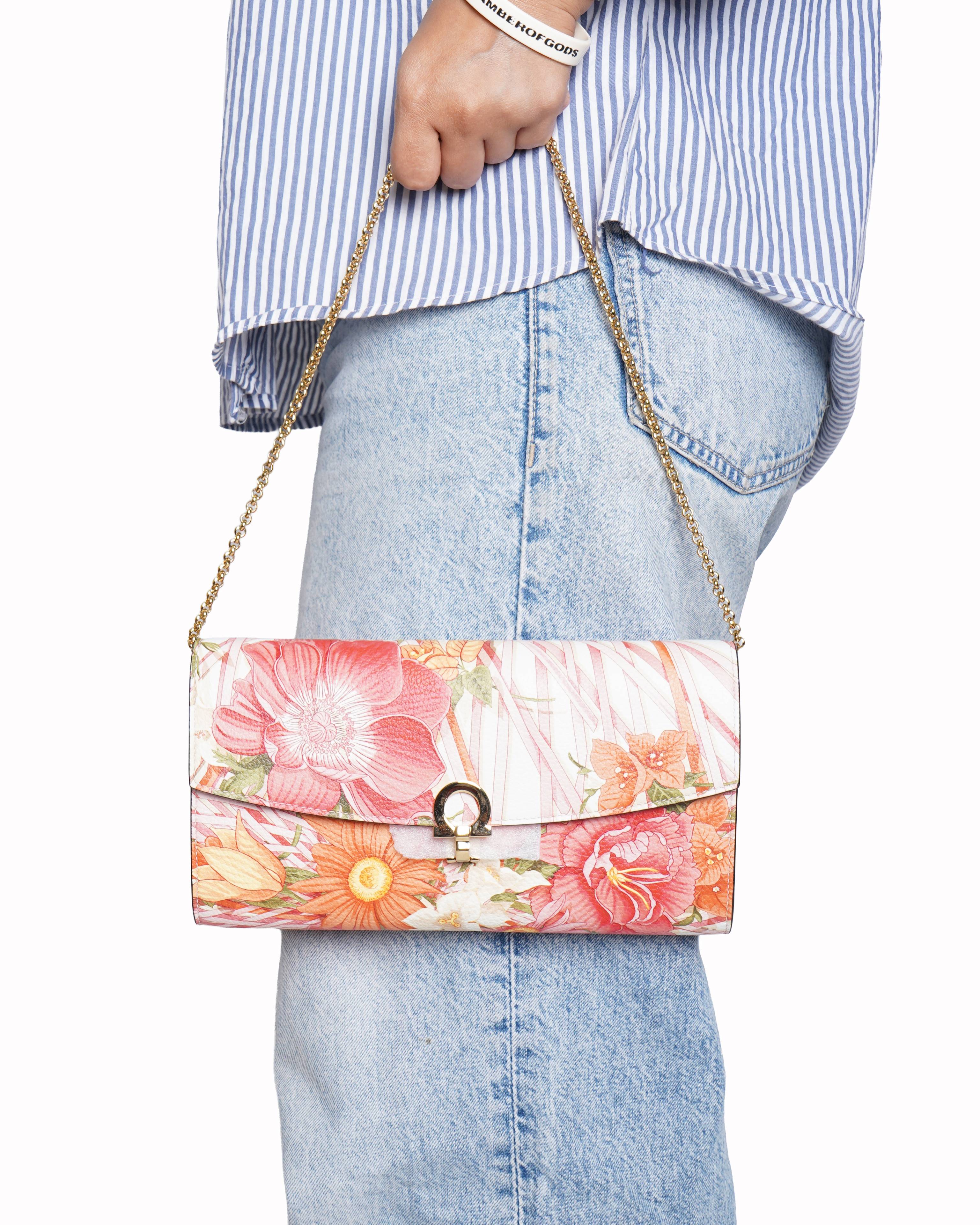 Salvatore Ferragamo floral print shoulder clutch bag