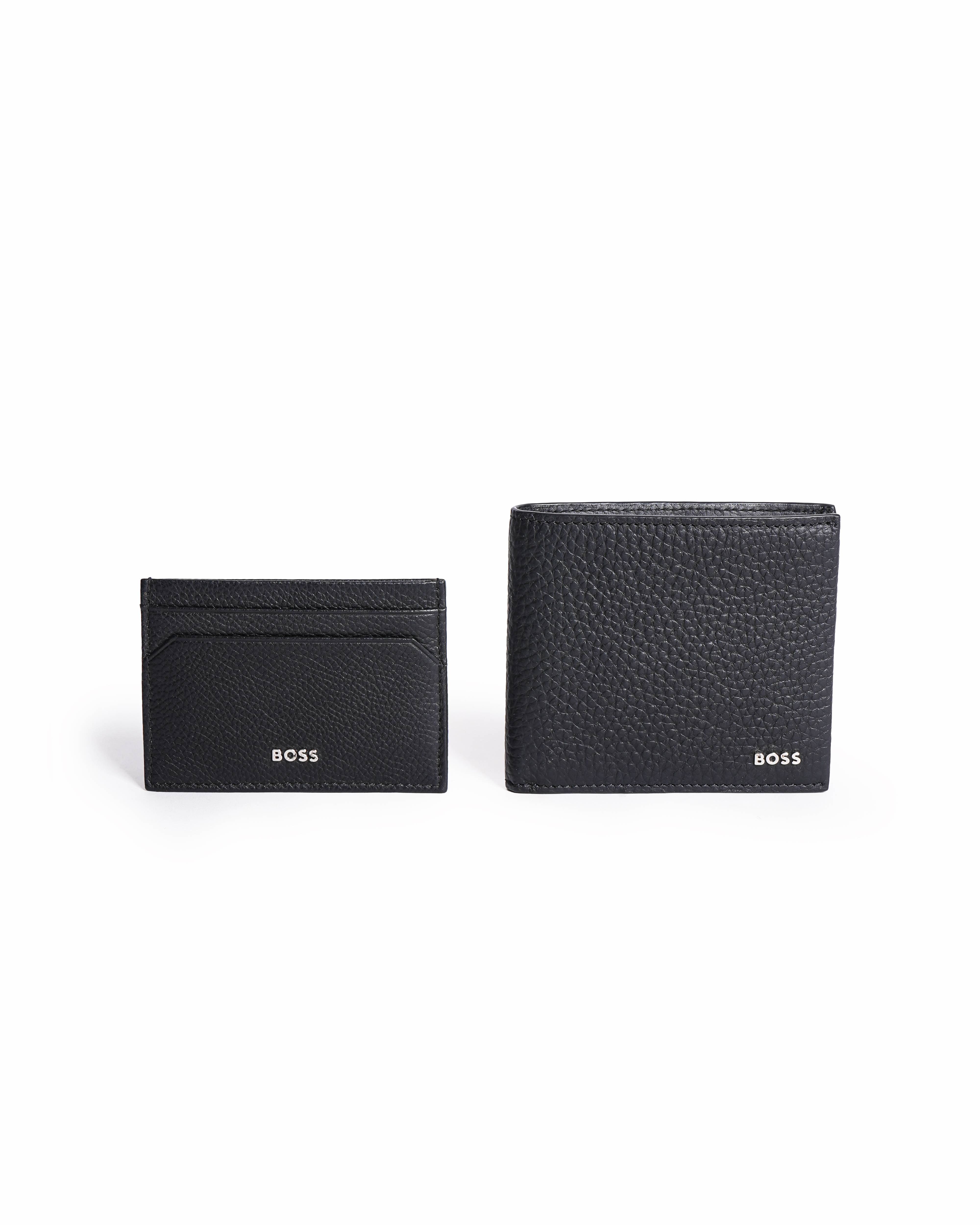 Boss Pebbled Leather Wallet & Card Holder Set