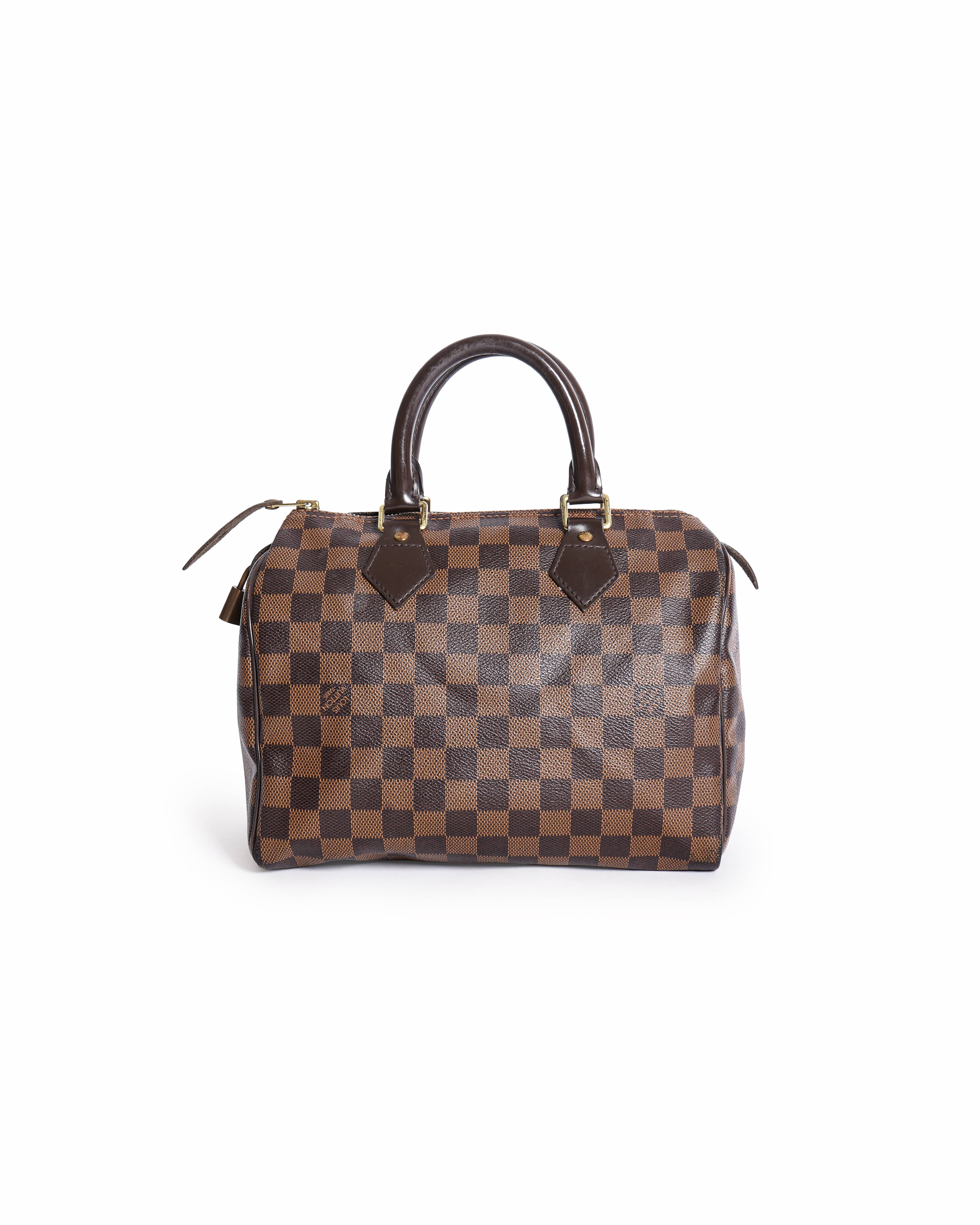 Louis Vuitton Damier Ebene Canvas Speedy 25 Handbag