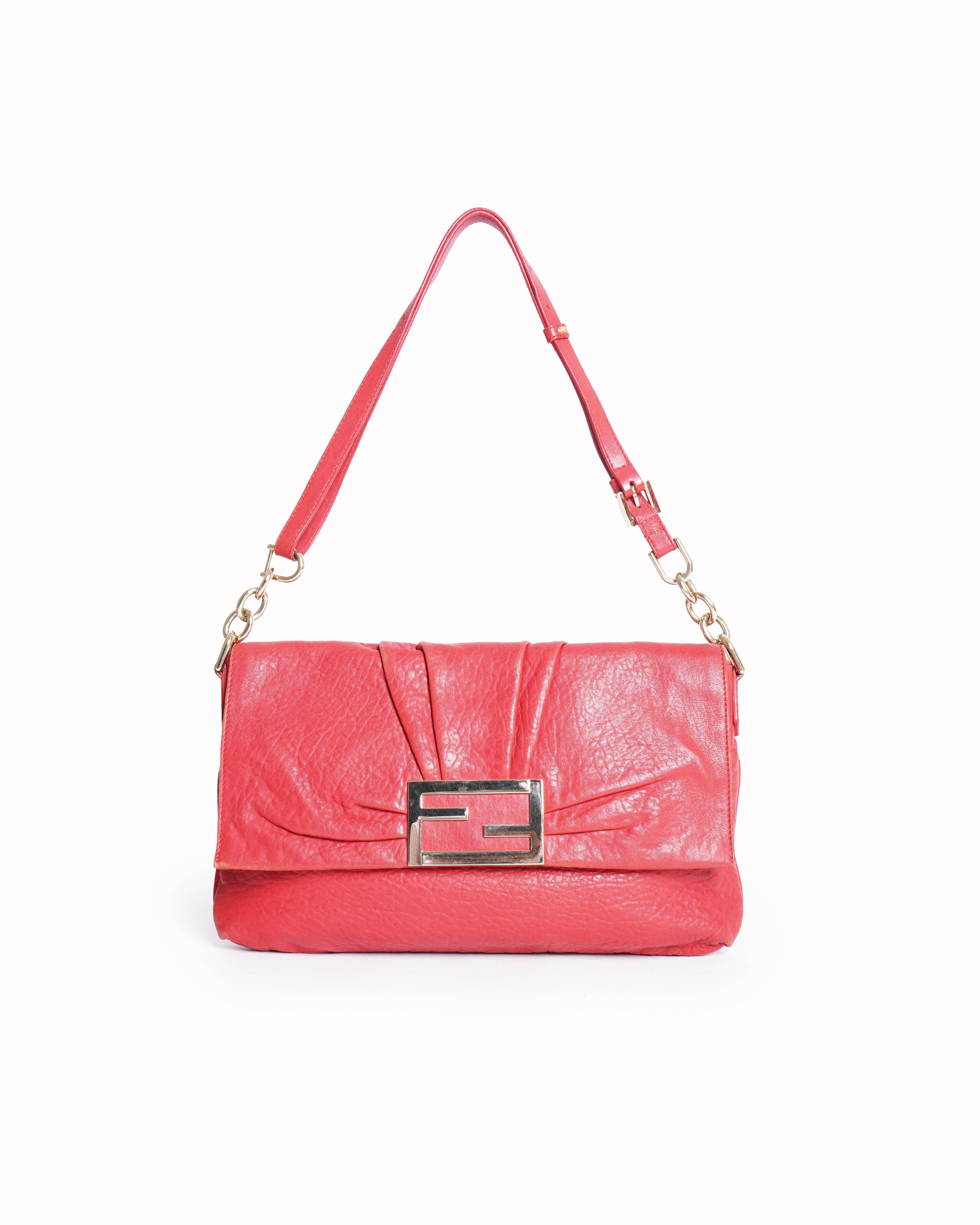 Fendi Red Baguette leather Shoulder bag