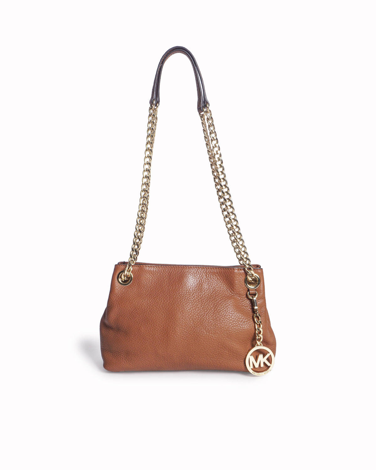 Michael Kors Brown Pebbled Leather Jet Set Chain Tote