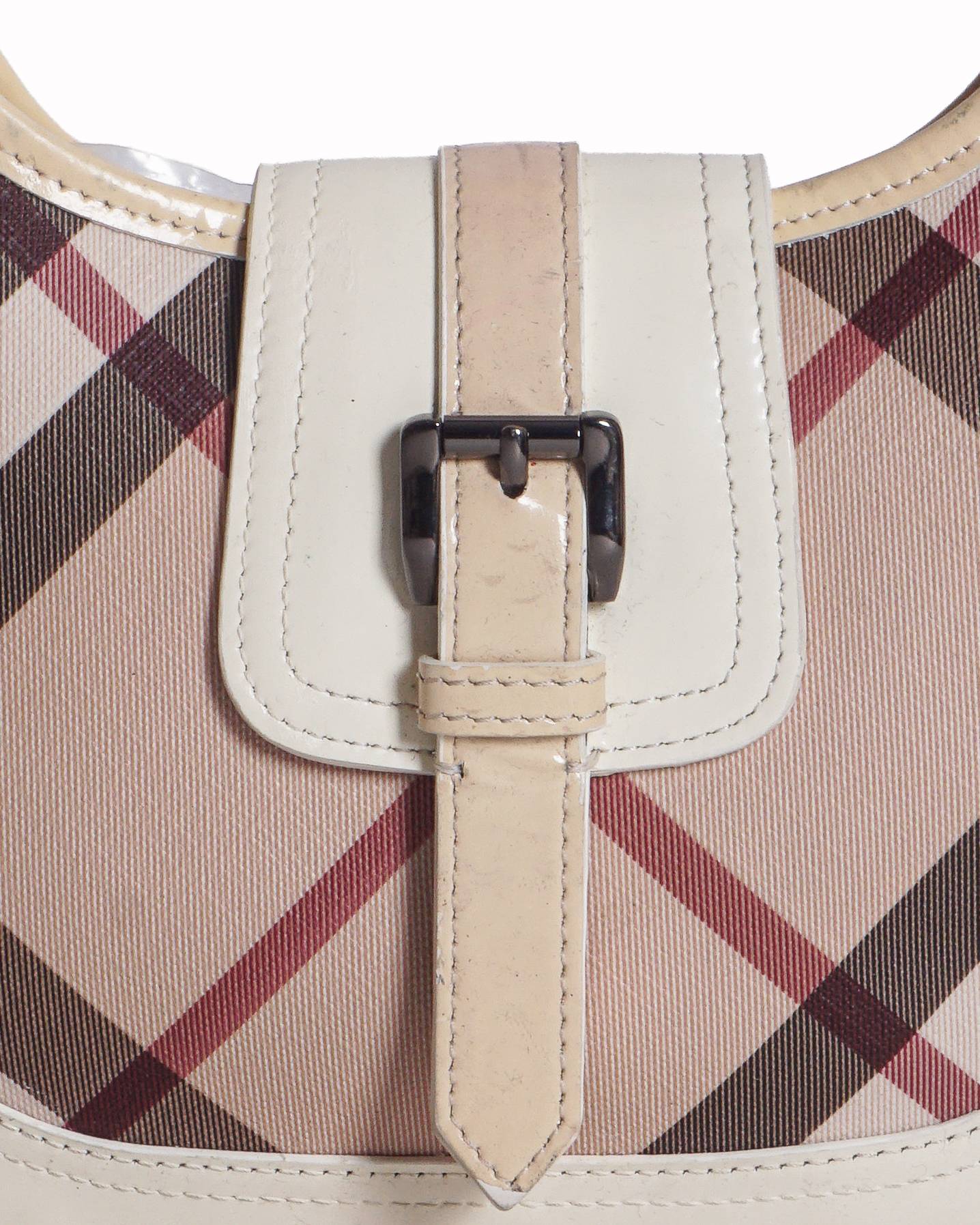 Burberry Vintage Nova Check Buckle Hobo Shoulder Bag