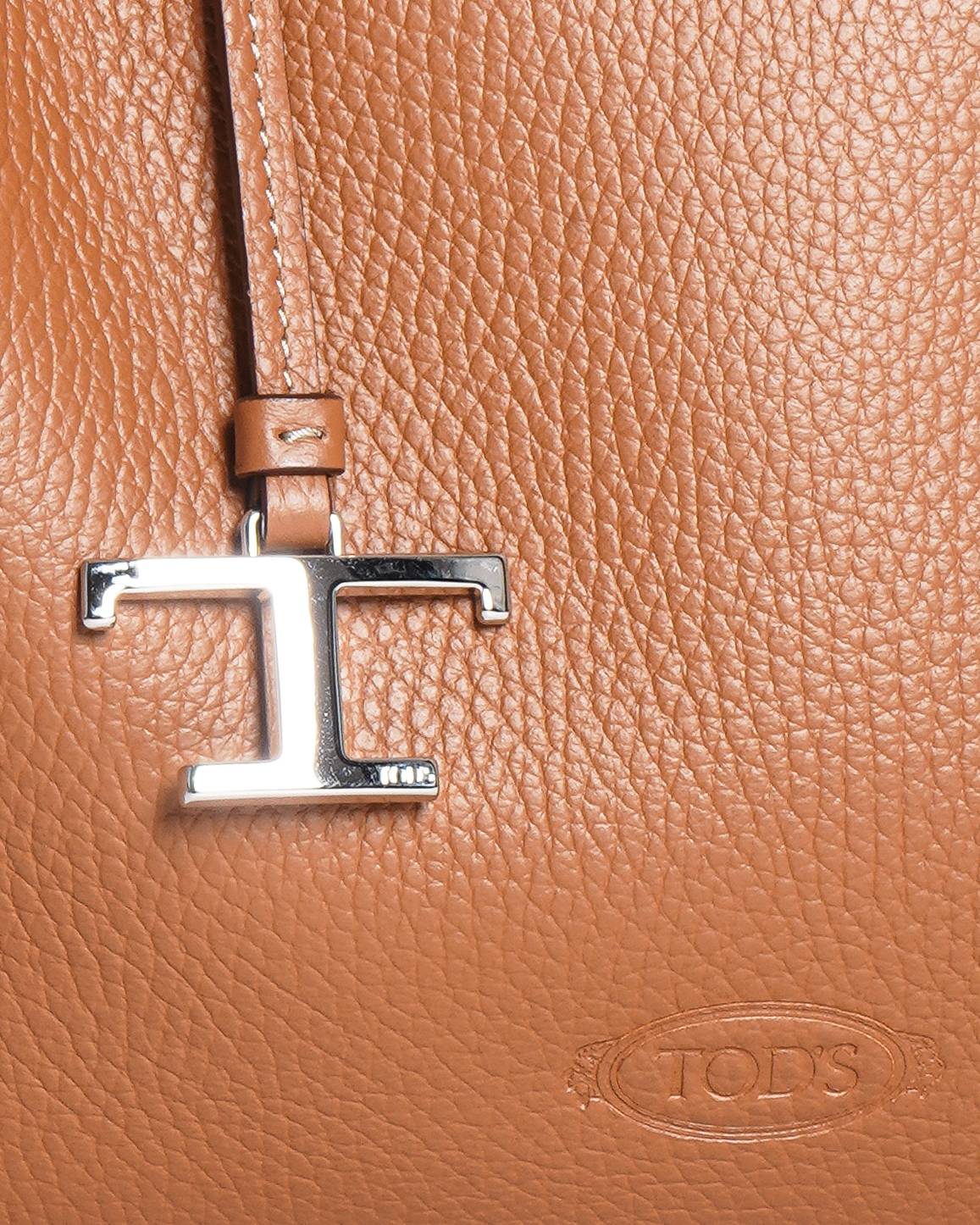 Tod's Brown T Timeless Mini Leather Tote Bag