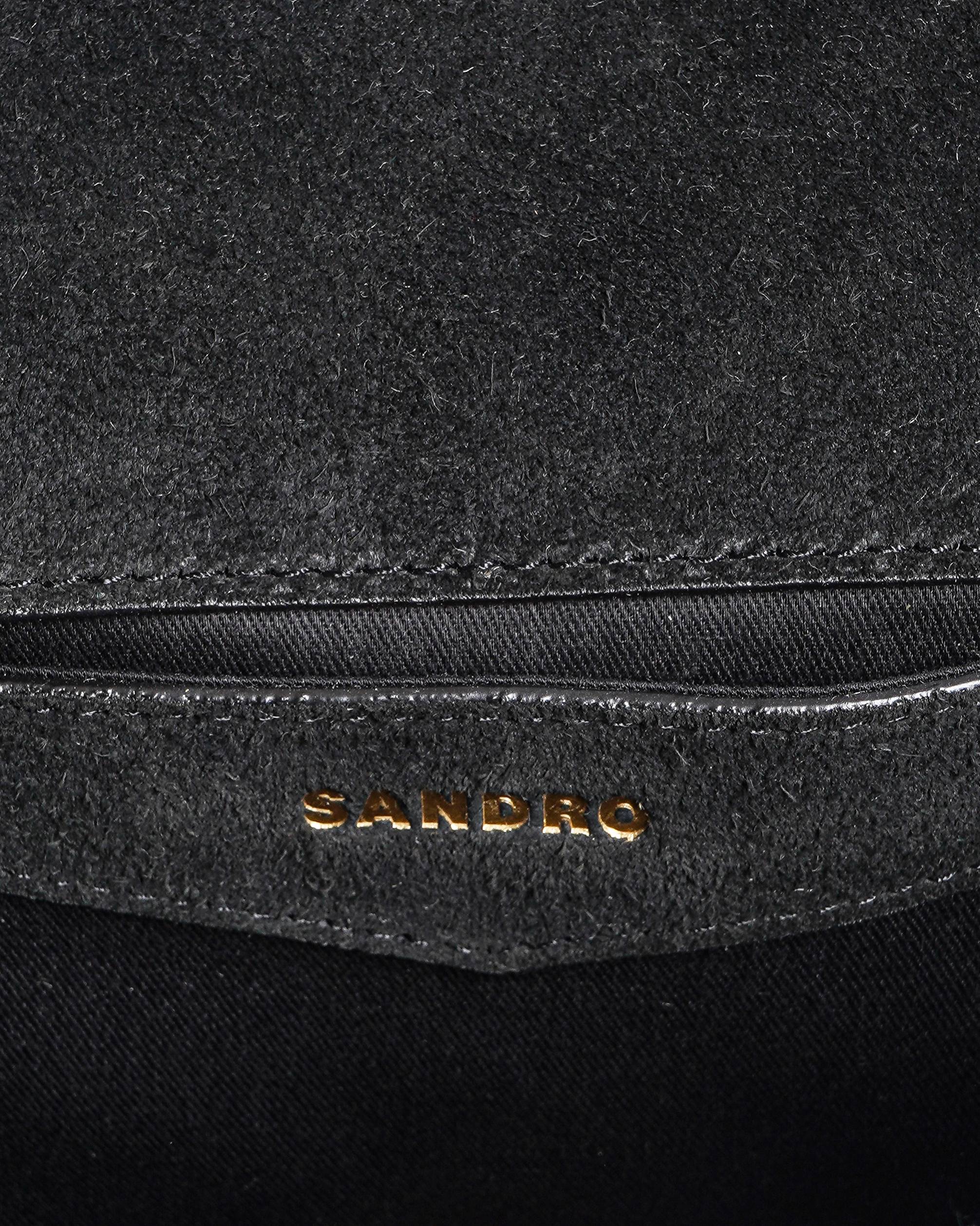 New Sandro Black and White Yza tweed Shoulder Bag