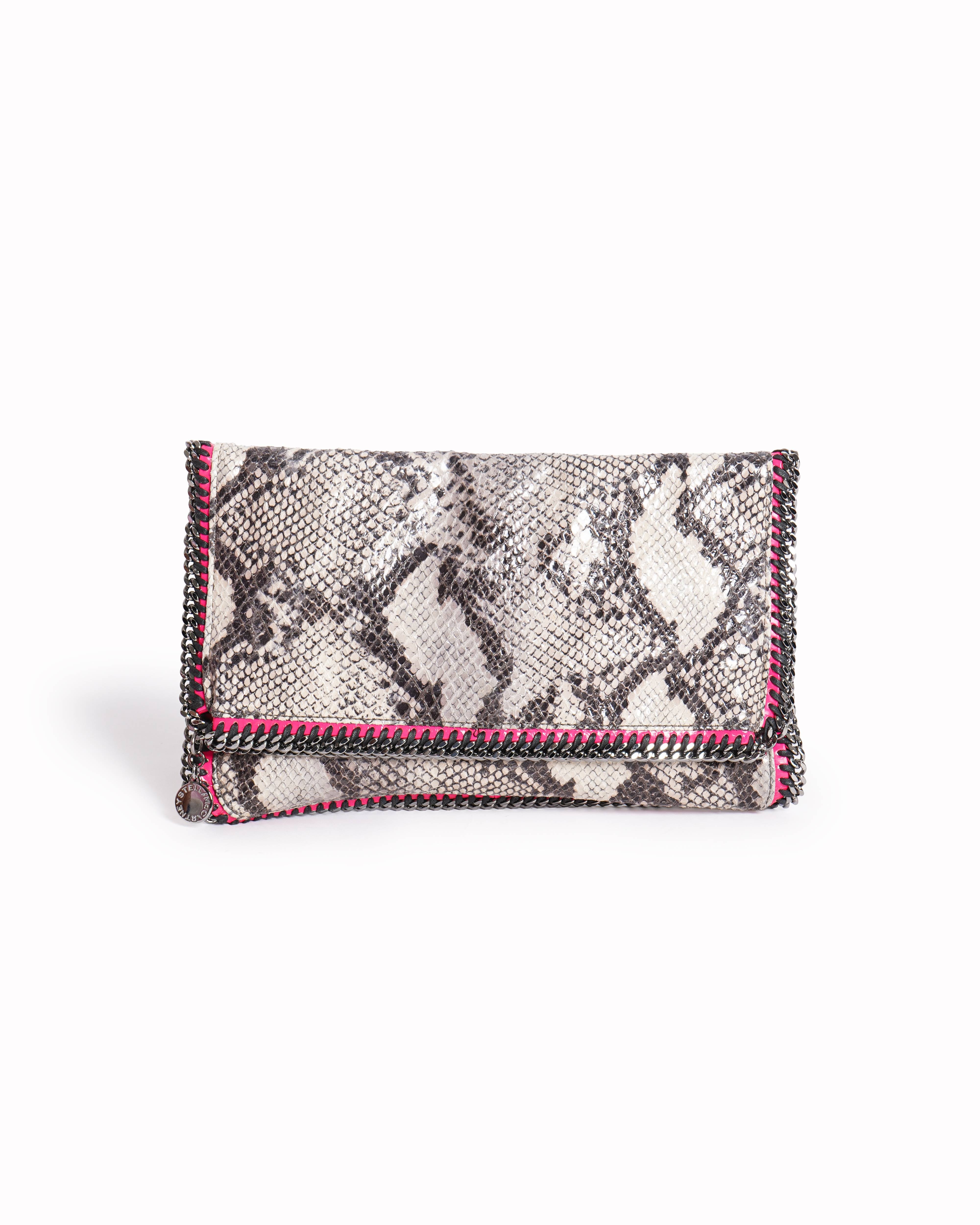 Stella Mccartney falabella faux snakeskin clutch