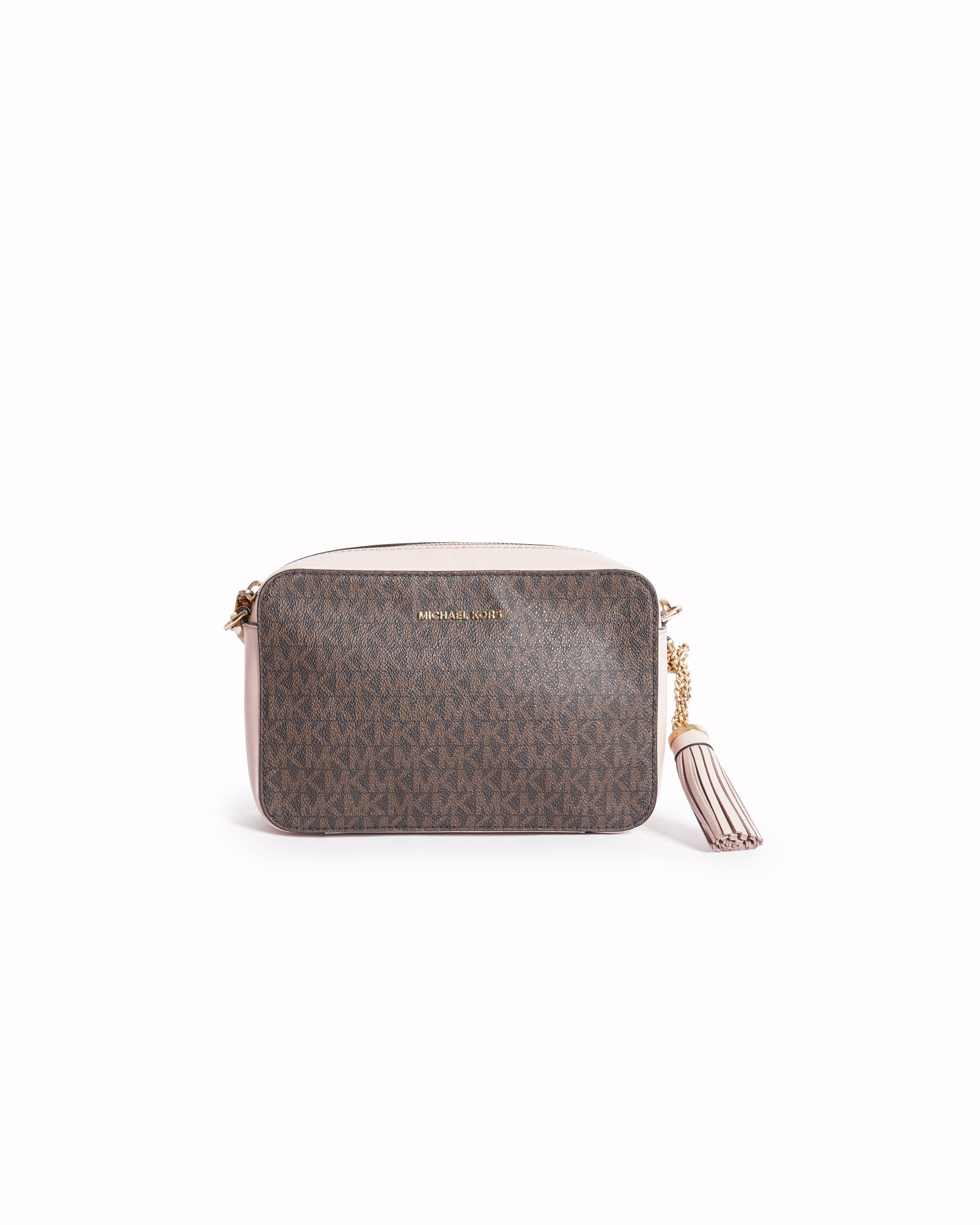 Michael Kors Monogram Crossbody Bag In Brown