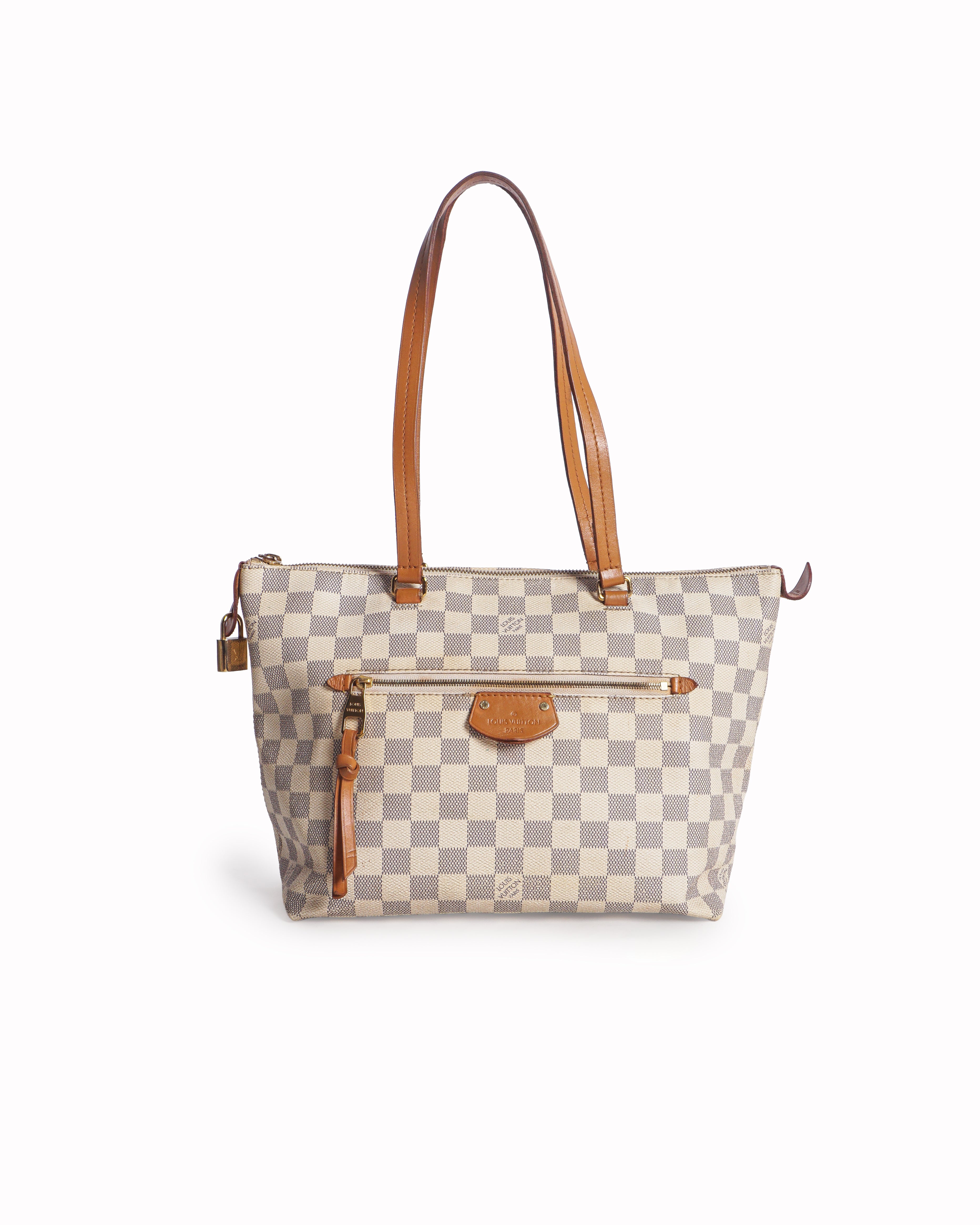 Louis Vuitton Damier Azur Iena PM Leather Trim Tote Bag
