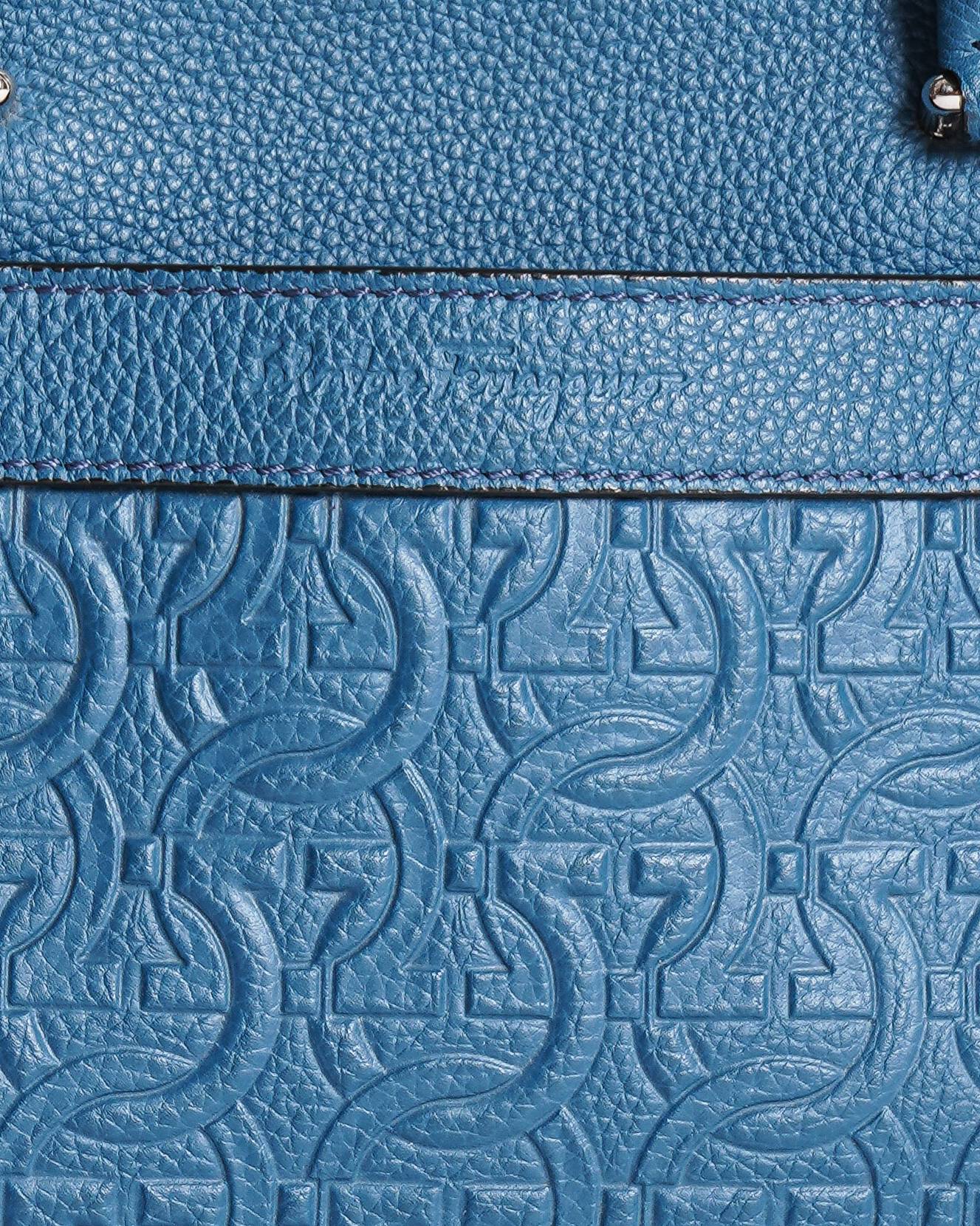 Salvatore Ferragamo
Gancini Leather Briefcase in Teal Blue