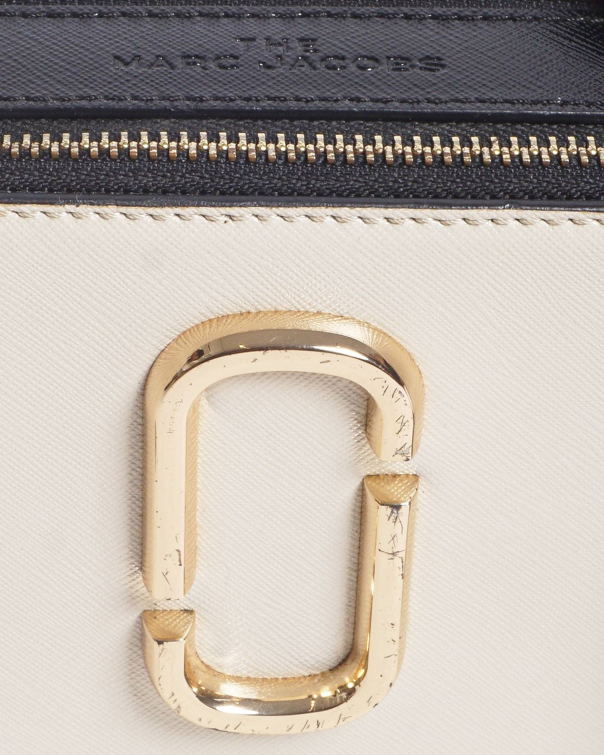 Marc Jacobs Cream & Black Saffiano Leather Snapshot Bag
