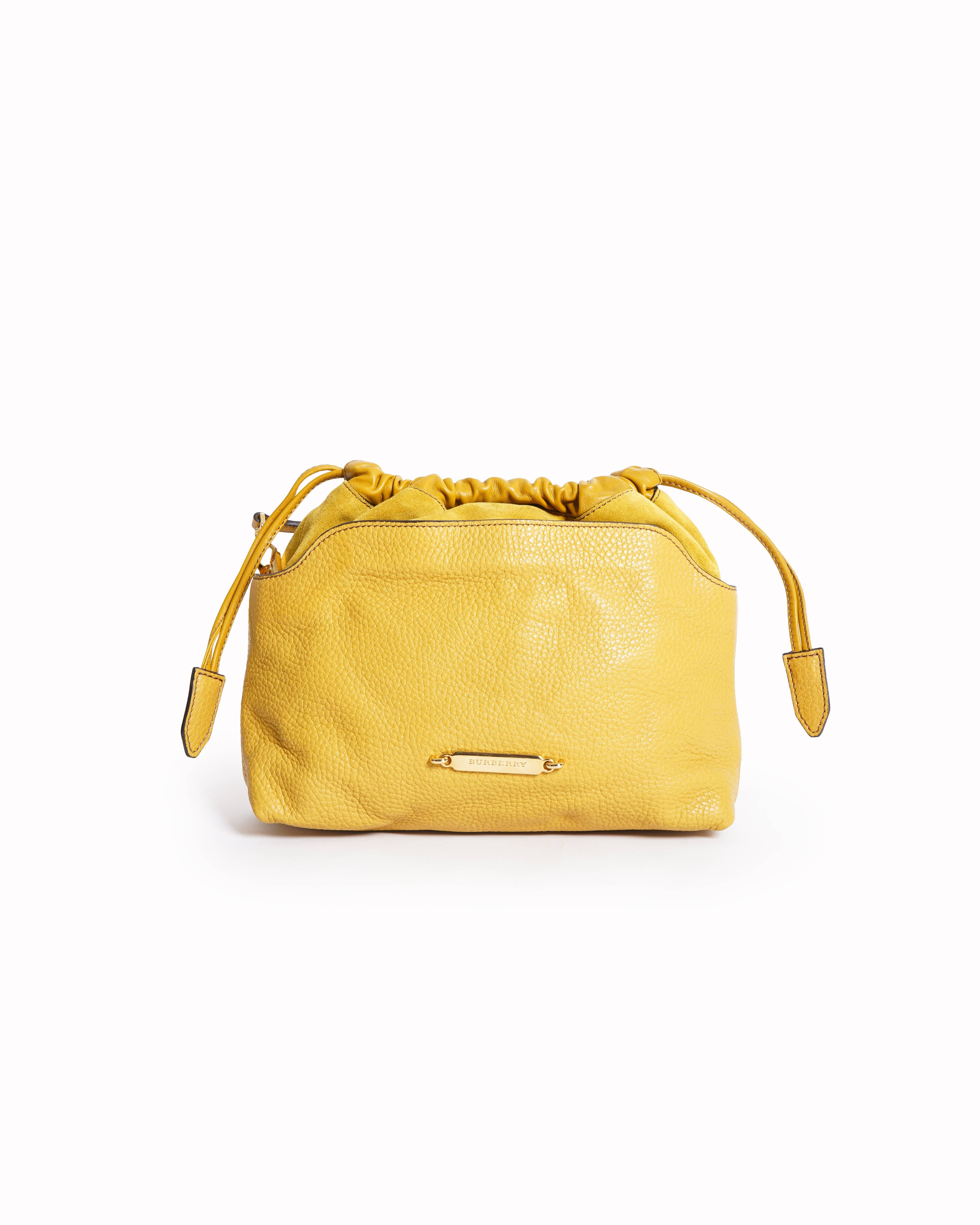 New Burberry Little Crush Leather Crossbody Bag In Yellow