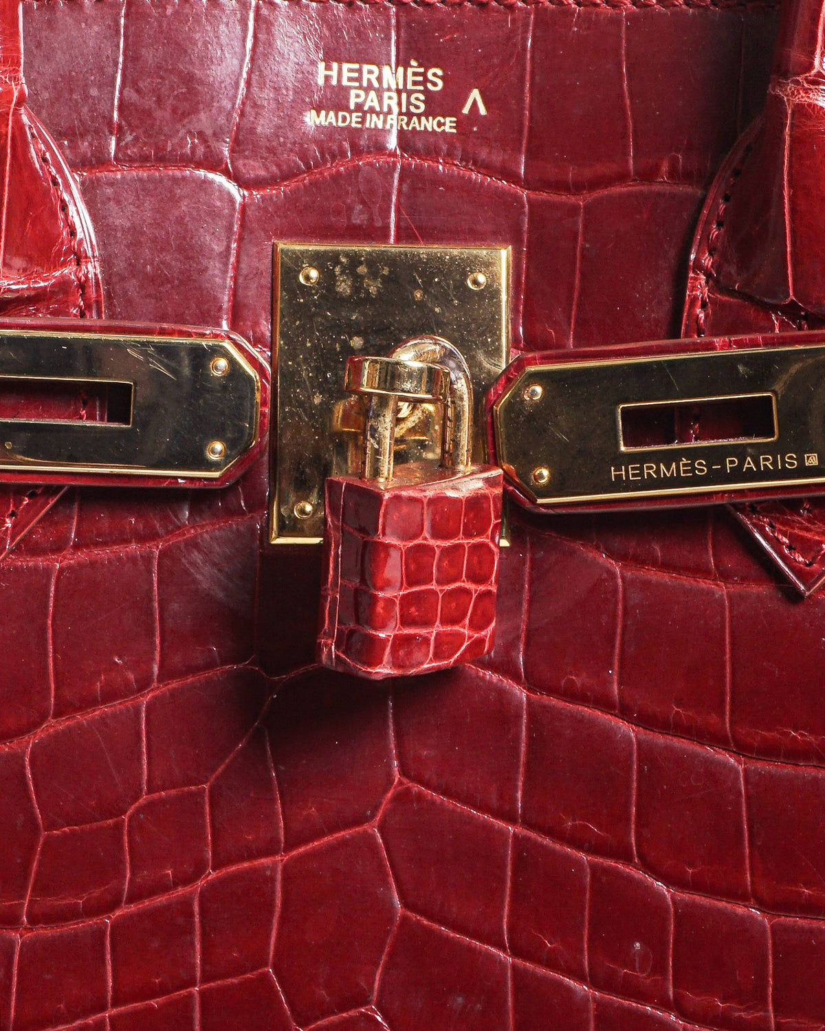 Hermès Red Porosus Crocodile Birkin 35 Gold Hardware