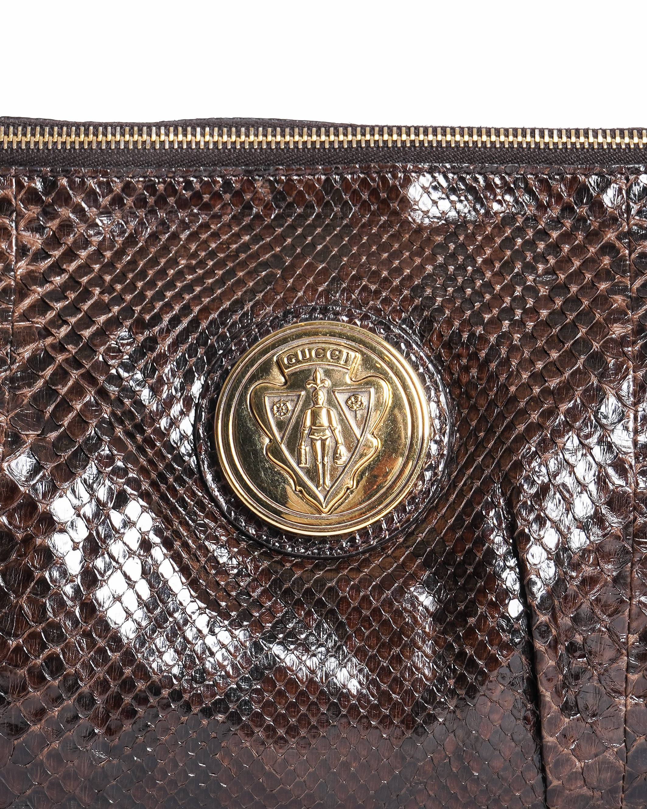 Gucci Dark Brown Python Hysteria Clutch