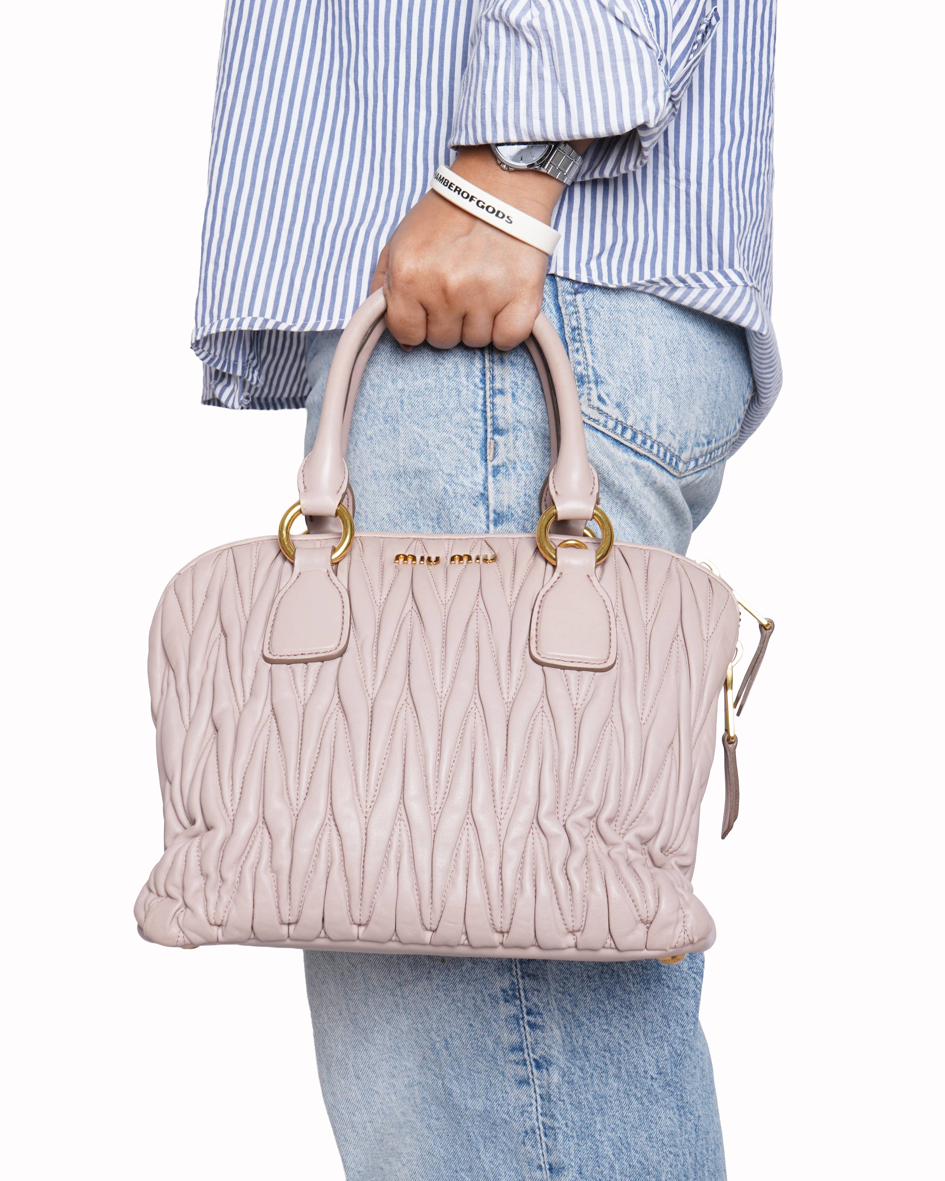 Miu Miu Matelasse leather bauletto top handle bag