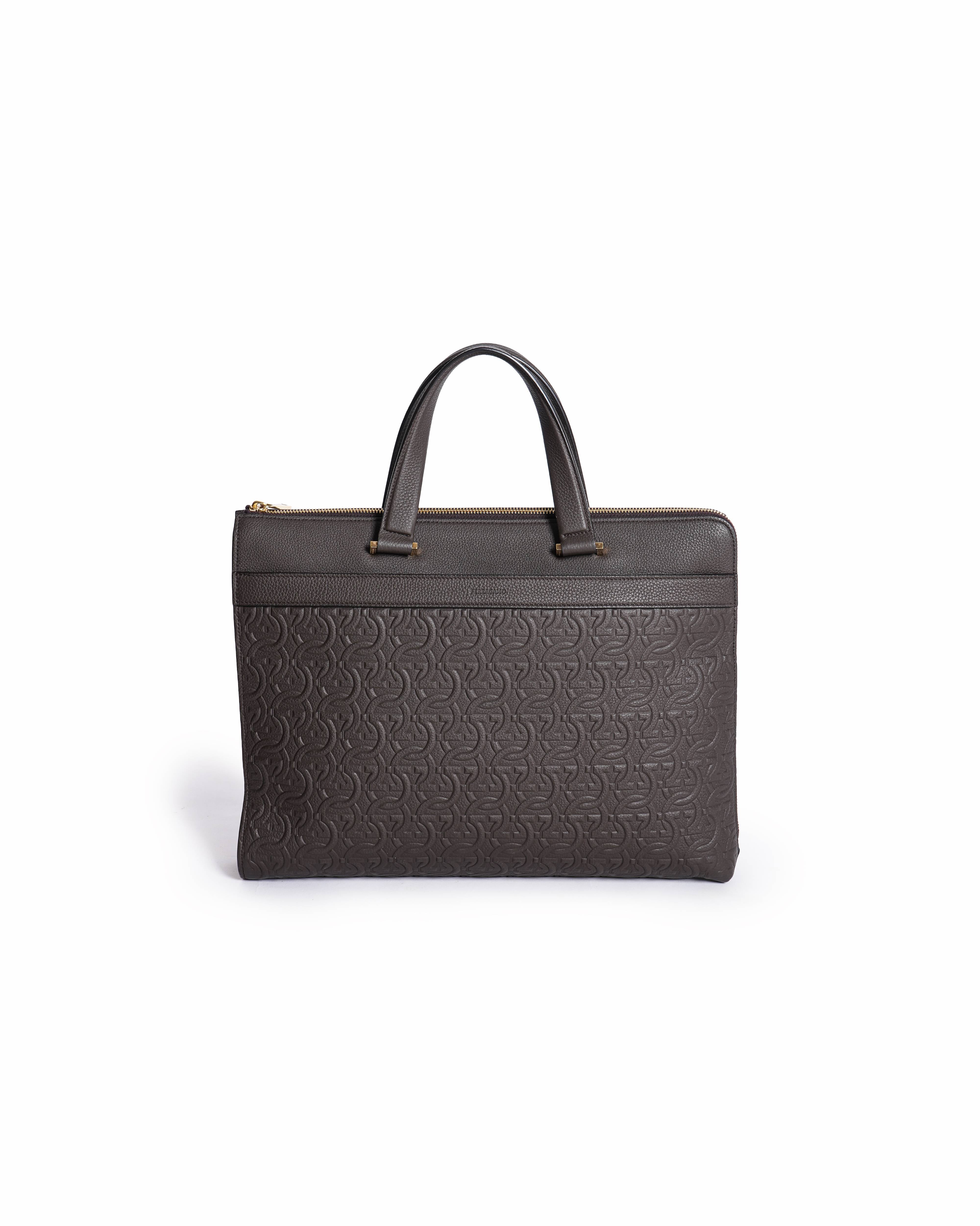 Salvatore Ferragamo
Gancini Leather Briefcase in brown
