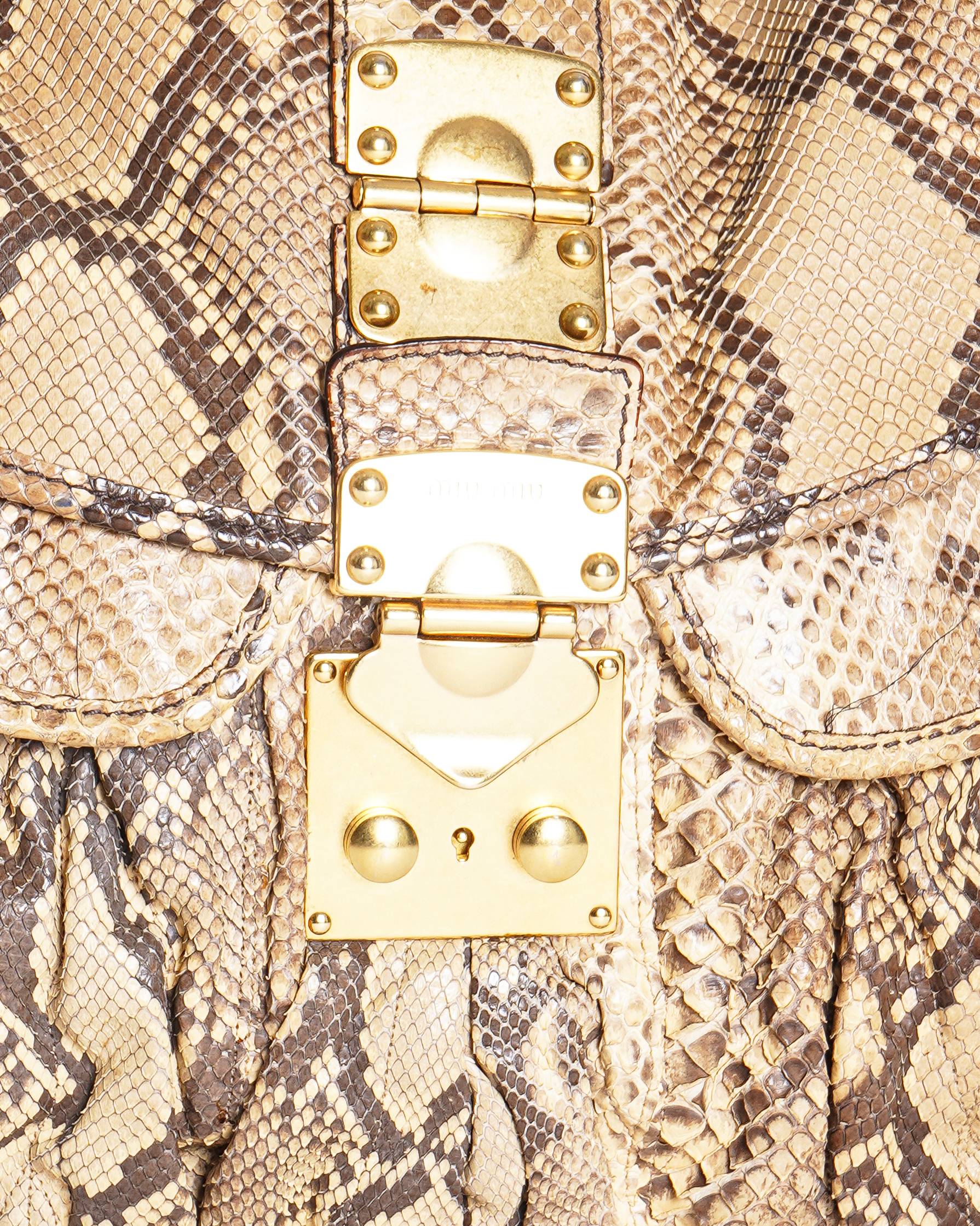 Miu Miu Snakeskin Matelassé Coffer Hobo Bag