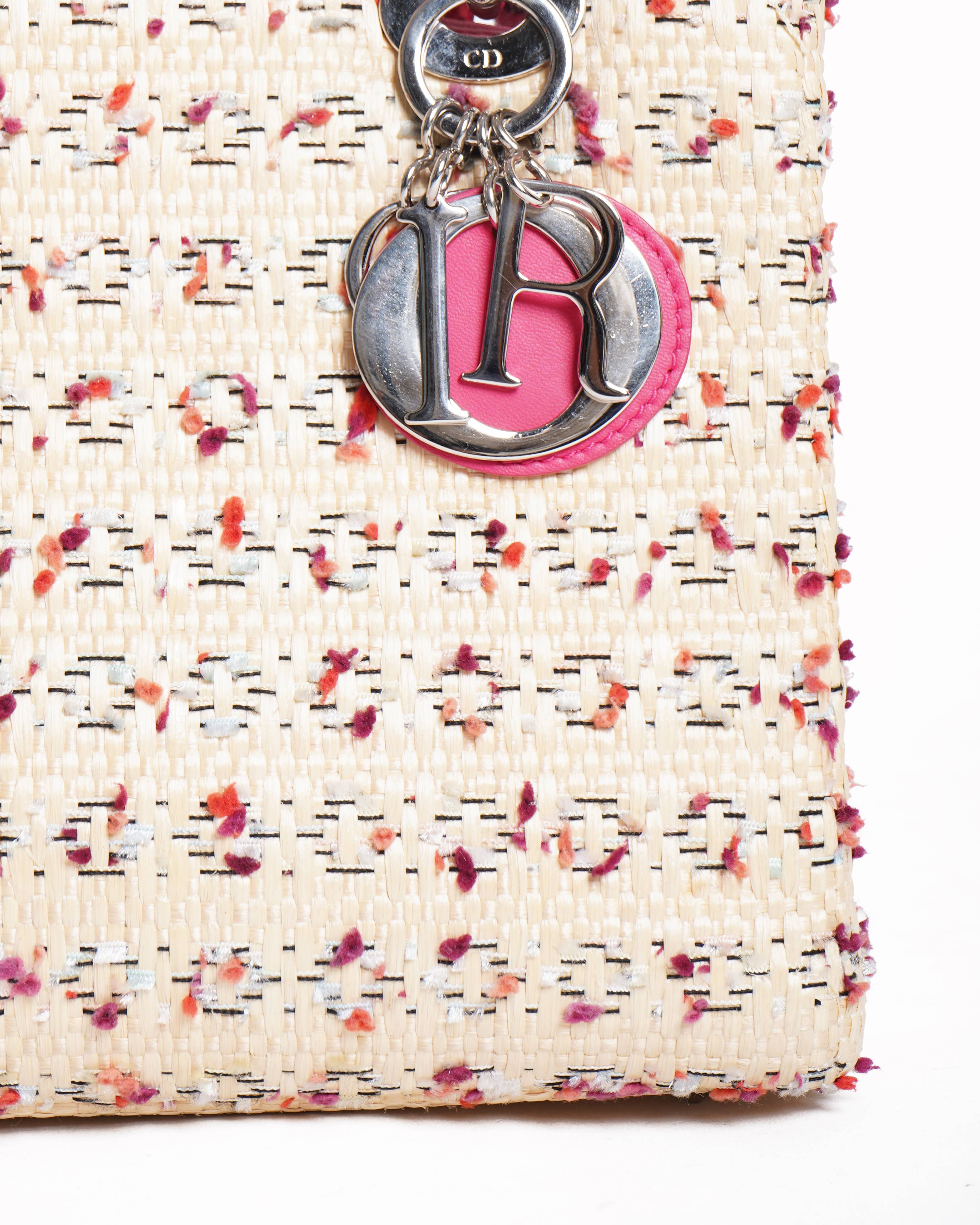 Christian dior natural raffia medium lady dior