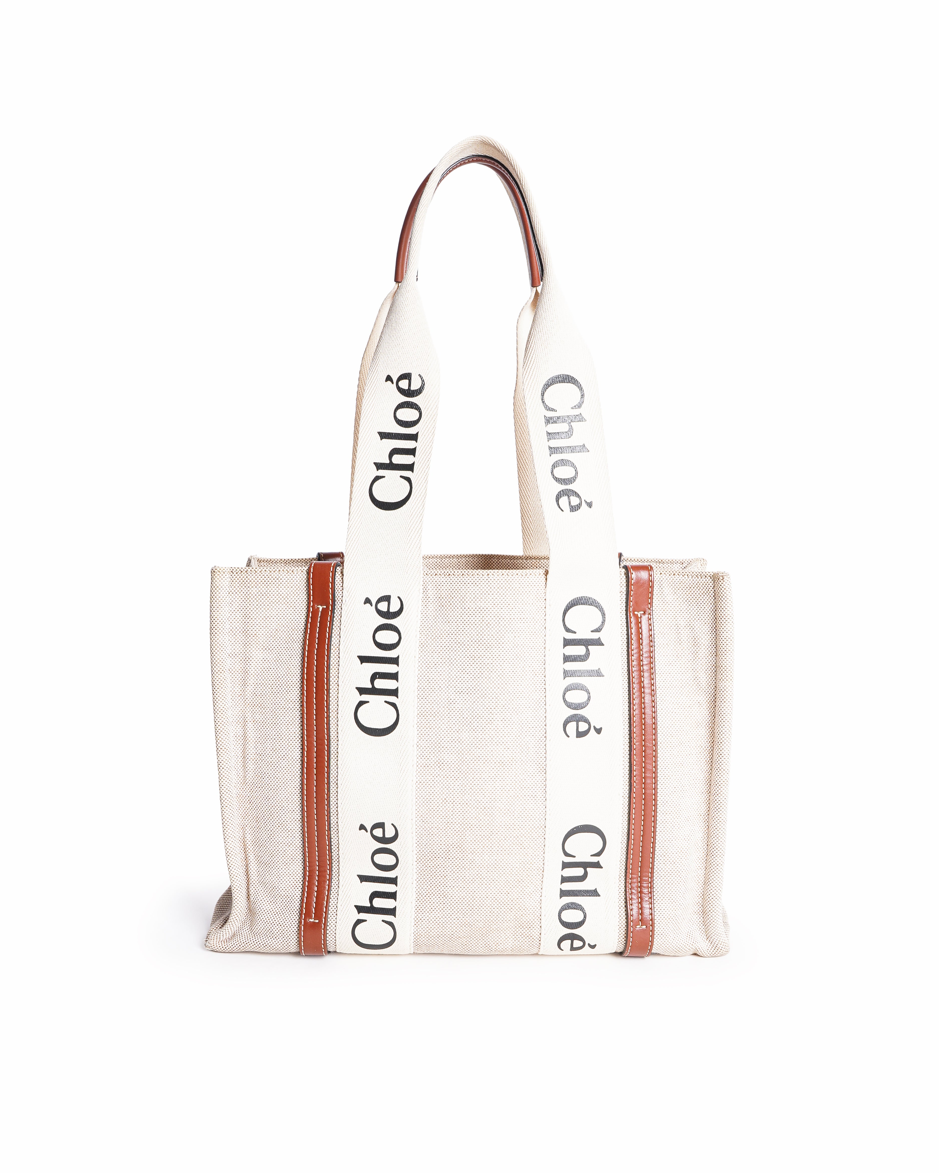 Chloé Beige Woody Medium Tote Bag