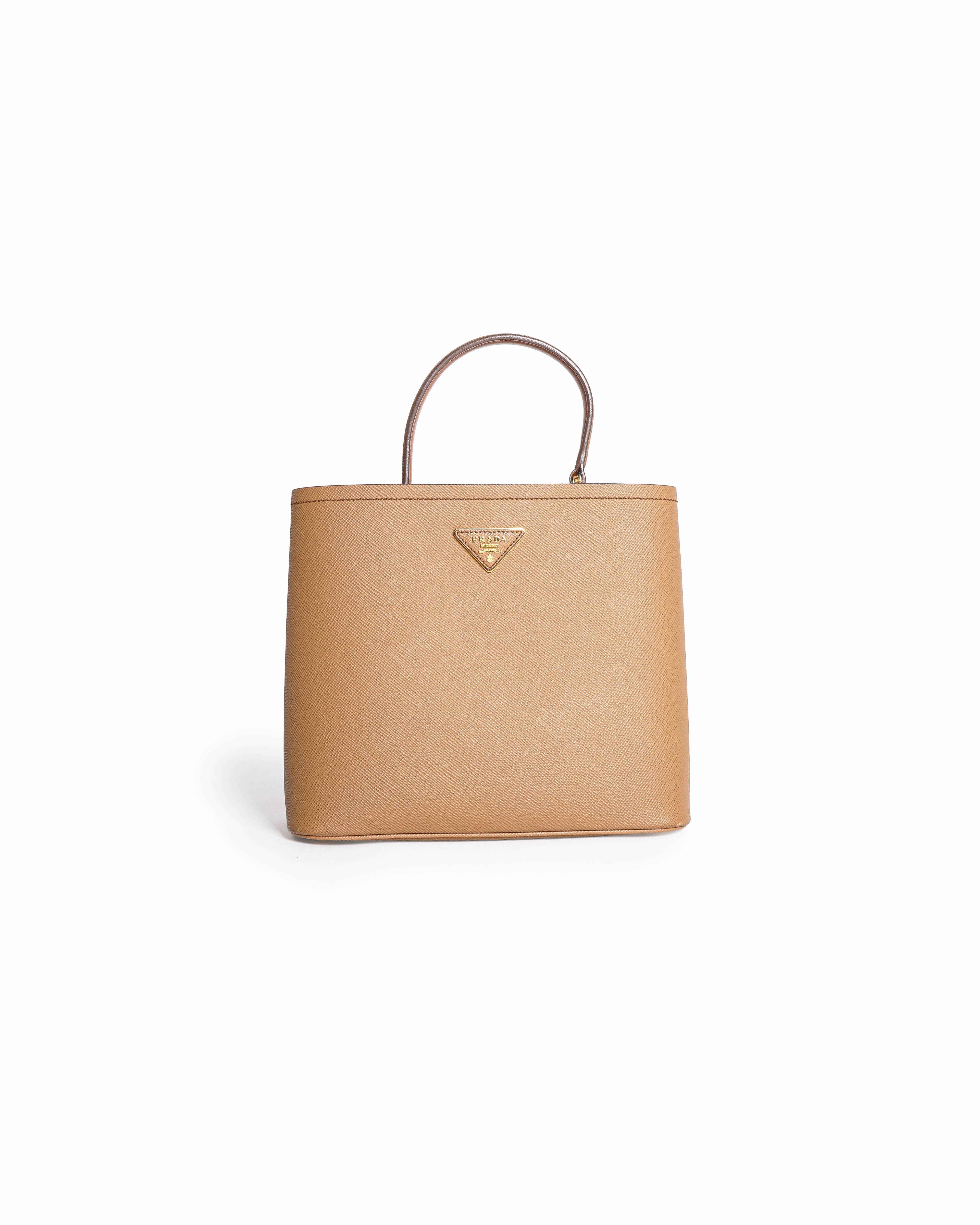 Prada Panier Saffiano Leather 2-Way Bucket Handbag