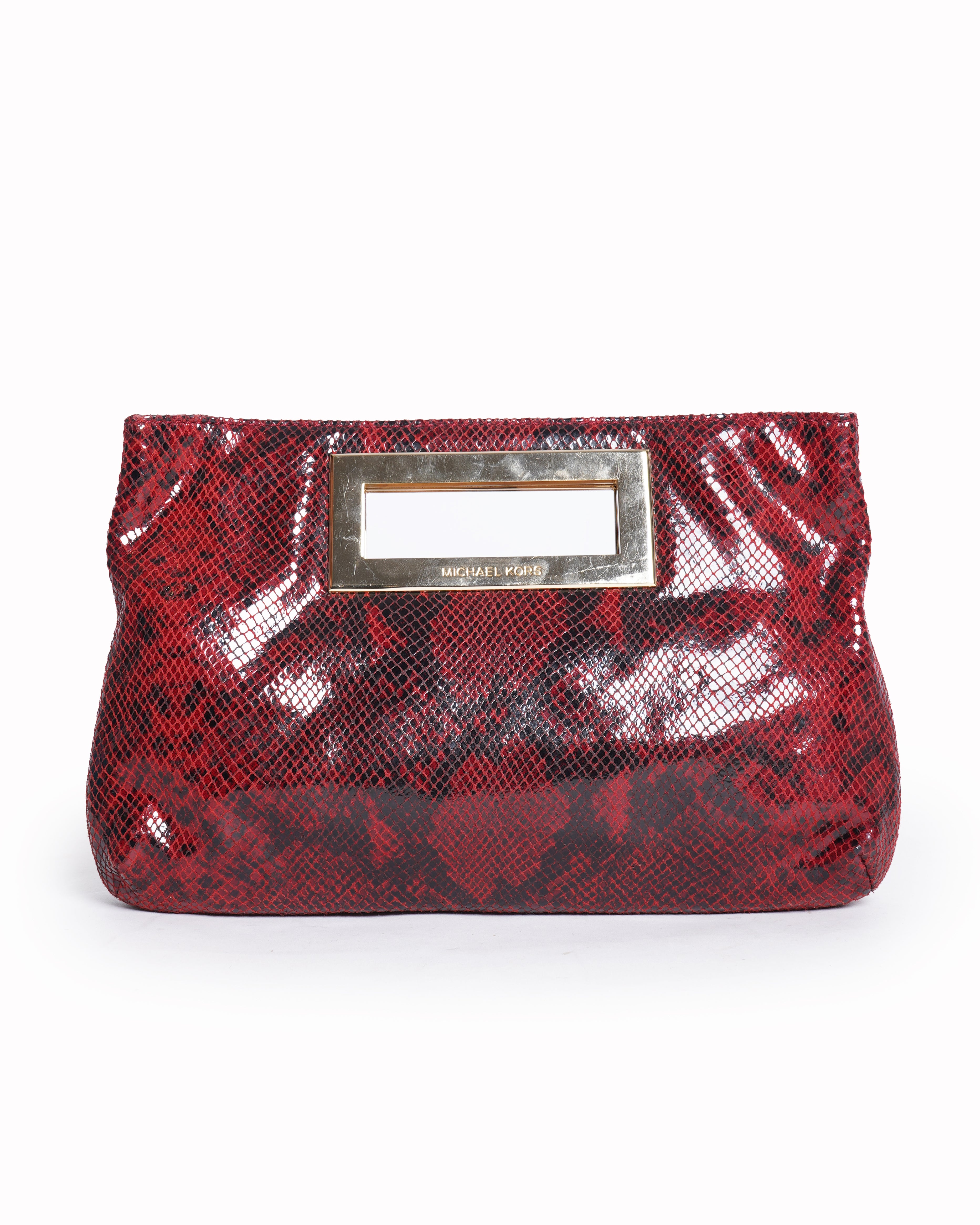 Michael Kors Berkley Python-Embossed Leather Clutch